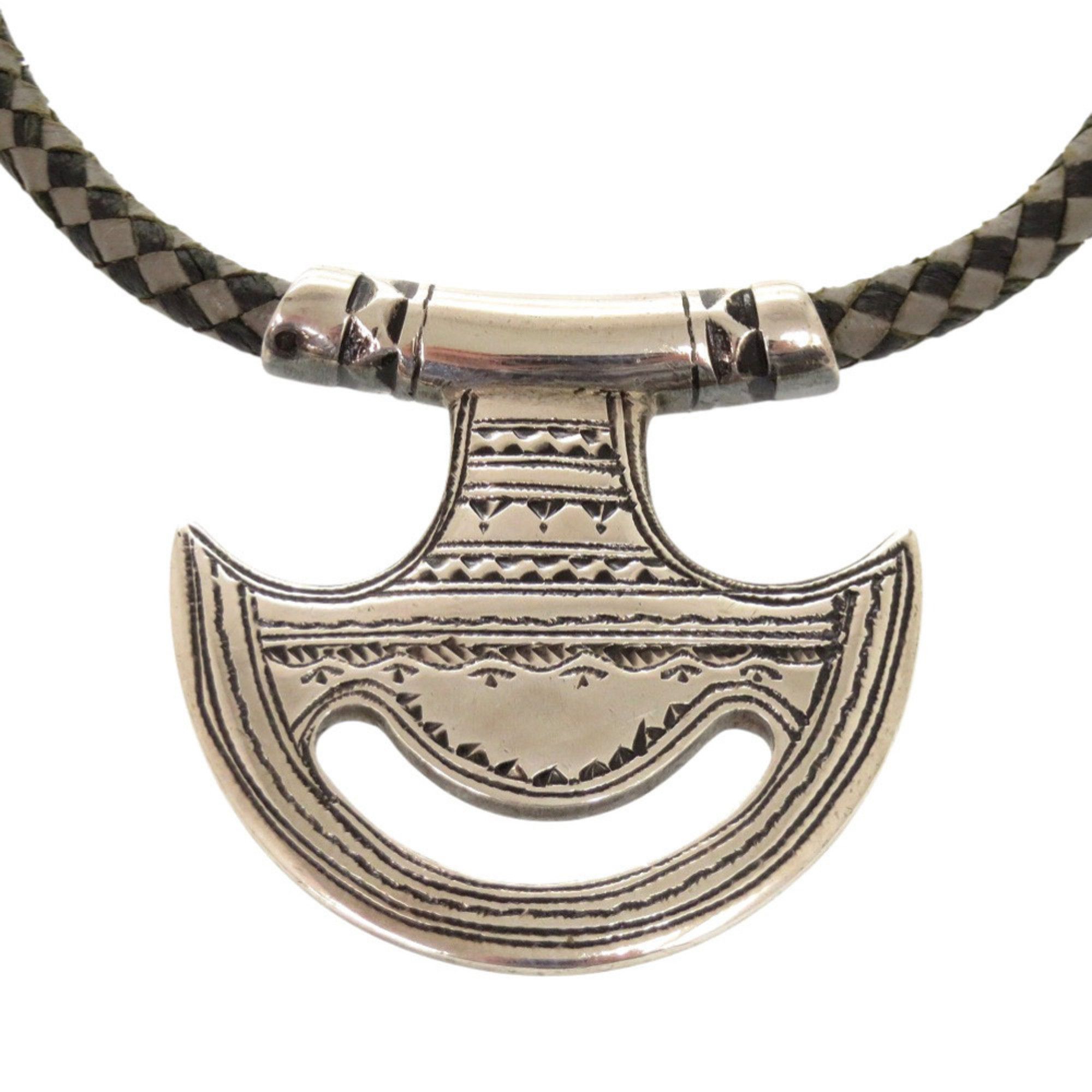 Hermes Hermès Touareg Choker Vintage 925 Sterling Silver Leather Black Gray 1377 HERMES Size ONE SIZE - 2 Thumbnail