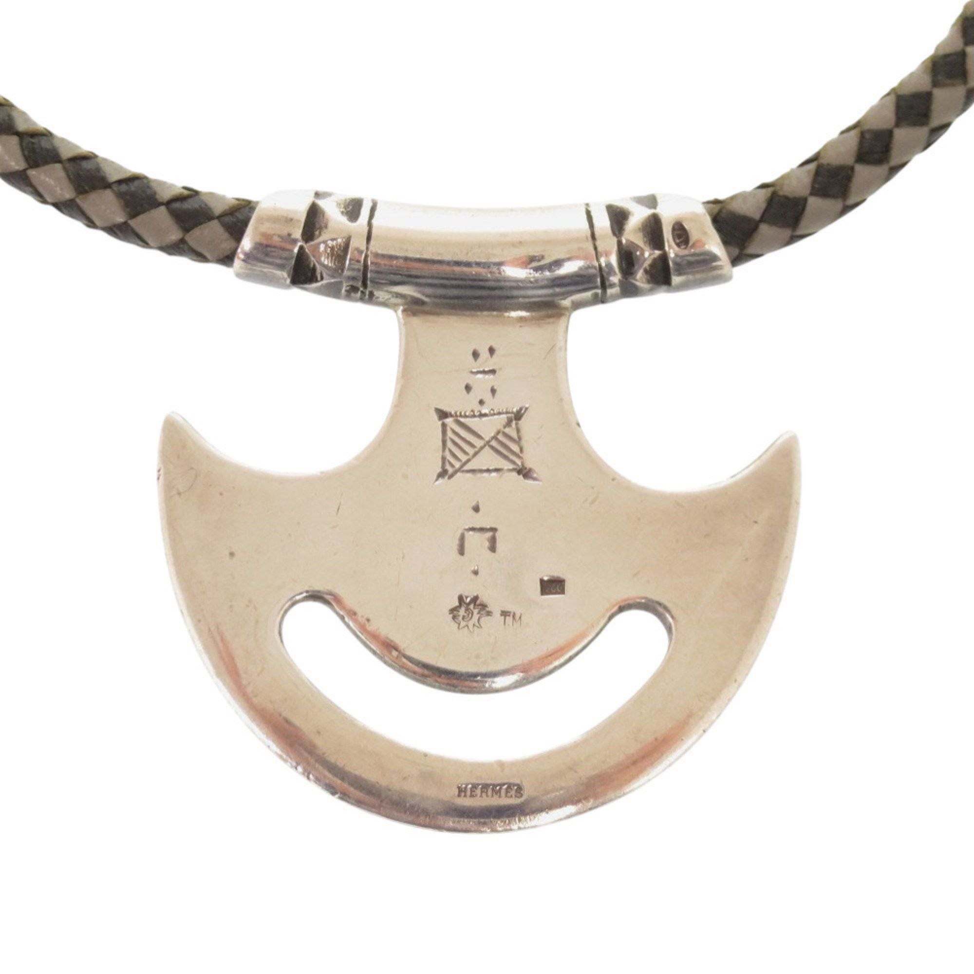 Hermes Hermès Touareg Choker Vintage 925 Sterling Silver Leather Black Gray 1377 HERMES Size ONE SIZE - 3 Thumbnail