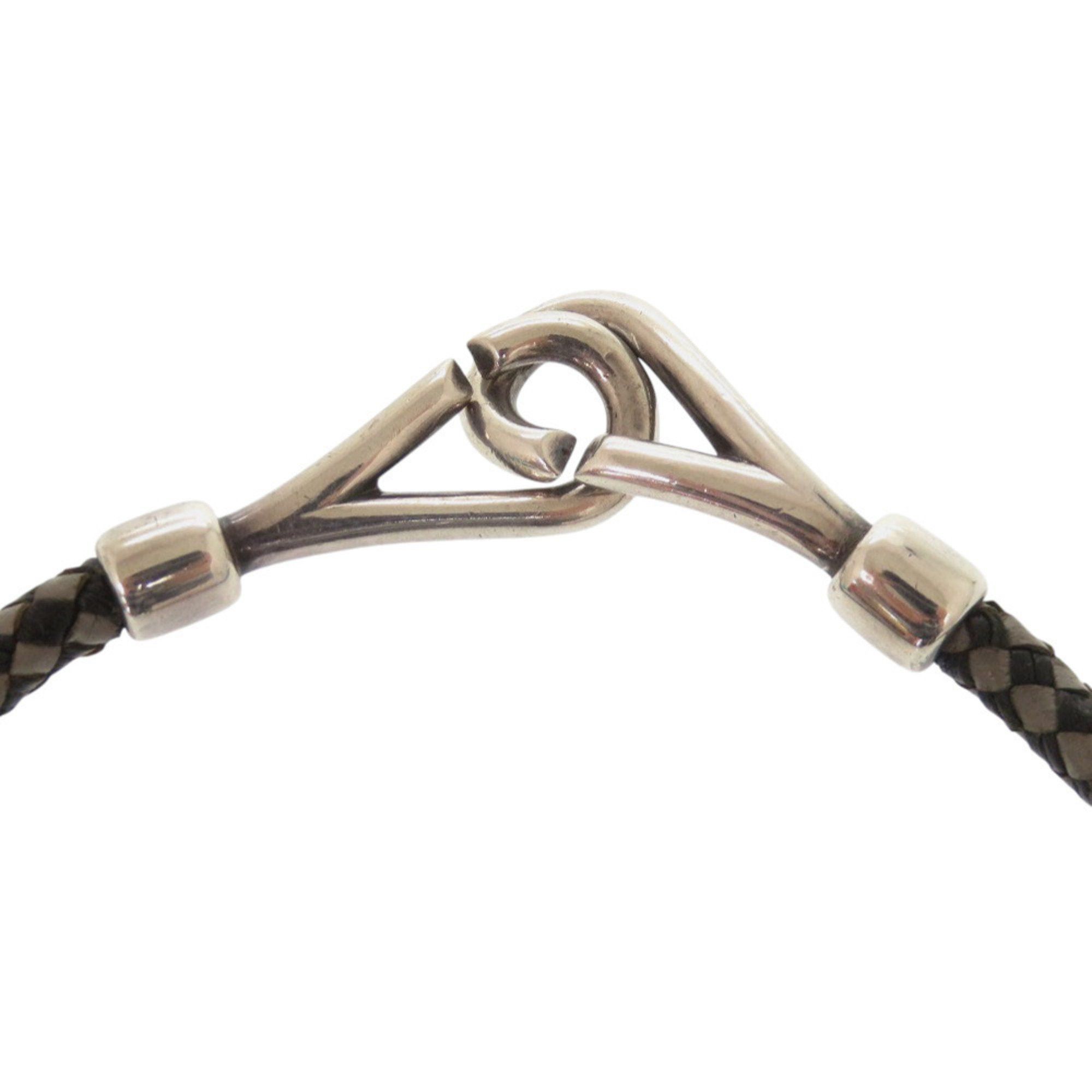Hermes Hermès Touareg Choker Vintage 925 Sterling Silver Leather Black Gray 1377 HERMES Size ONE SIZE - 4 Thumbnail