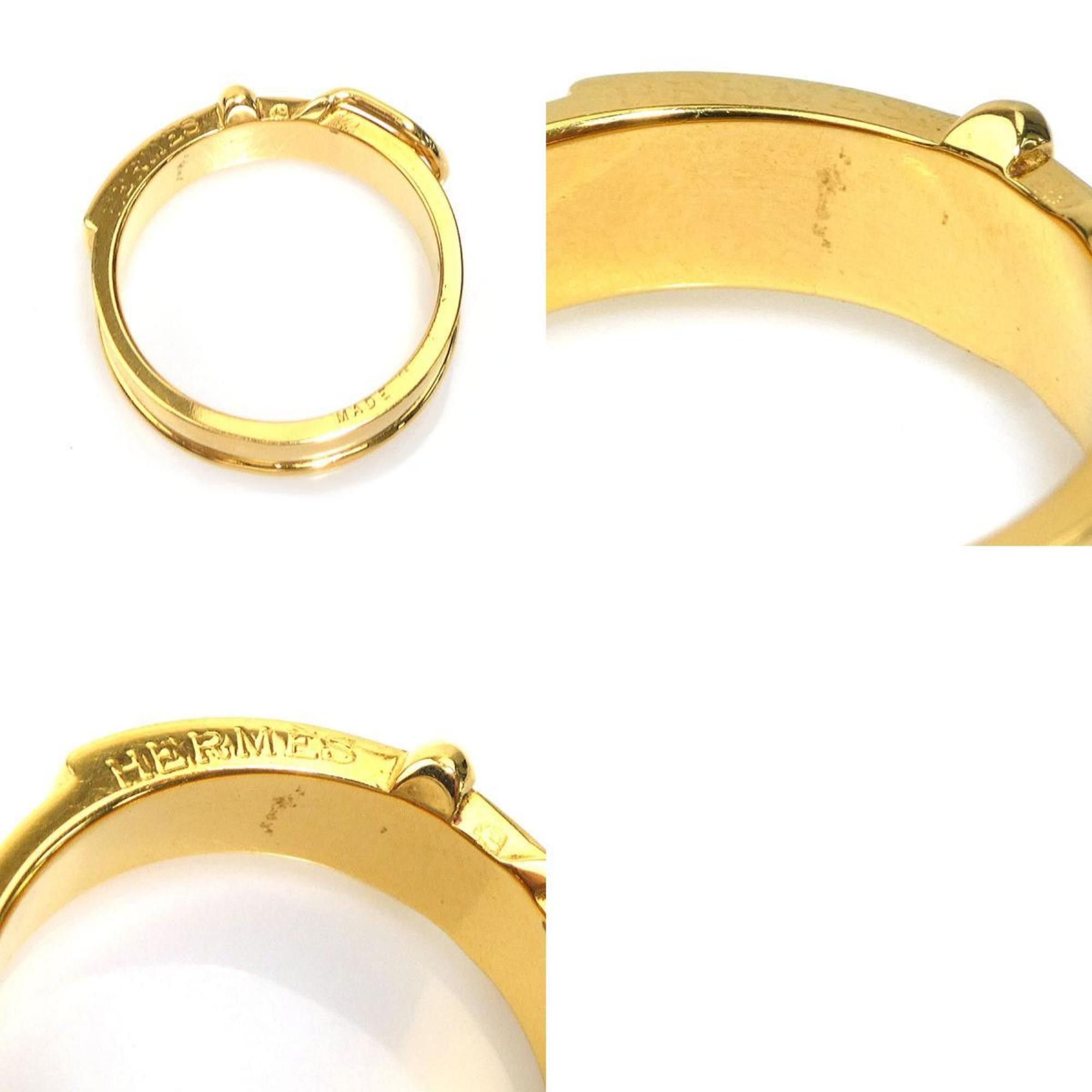 Hermes Hermes Hermès scarf ring with belt motif, metal, gold, women's, e61105a Size ONE SIZE - 5 Thumbnail