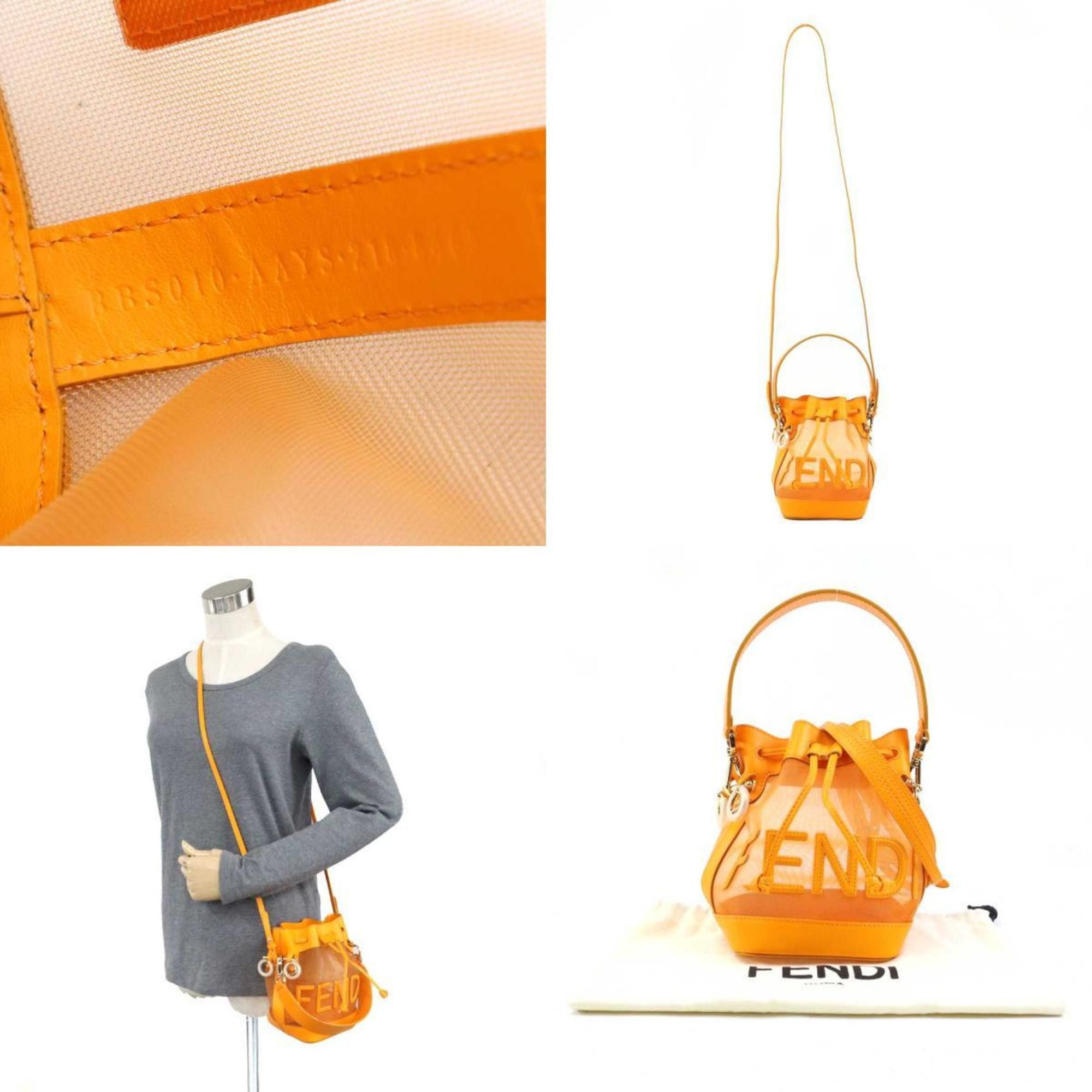 Fendi Fendi Mon Tresor Mini Handbag/Shoulder Bag, Leather and Mesh, Orange, Women's, 8BS010-AAYS 90201a Size ONE SIZE - 5 Thumbnail