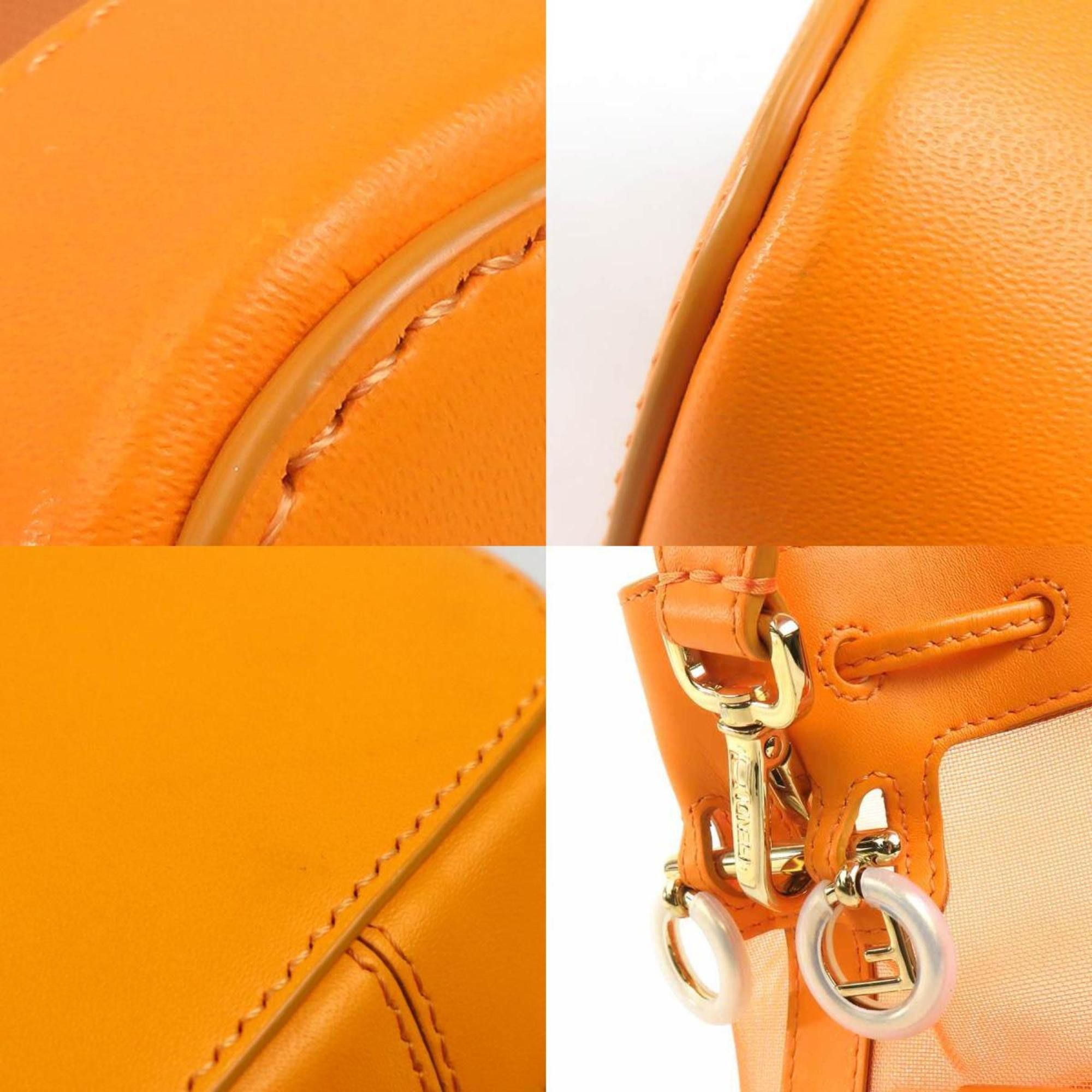 Fendi Fendi Mon Tresor Mini Handbag/Shoulder Bag, Leather and Mesh, Orange, Women's, 8BS010-AAYS 90201a Size ONE SIZE - 3 Thumbnail