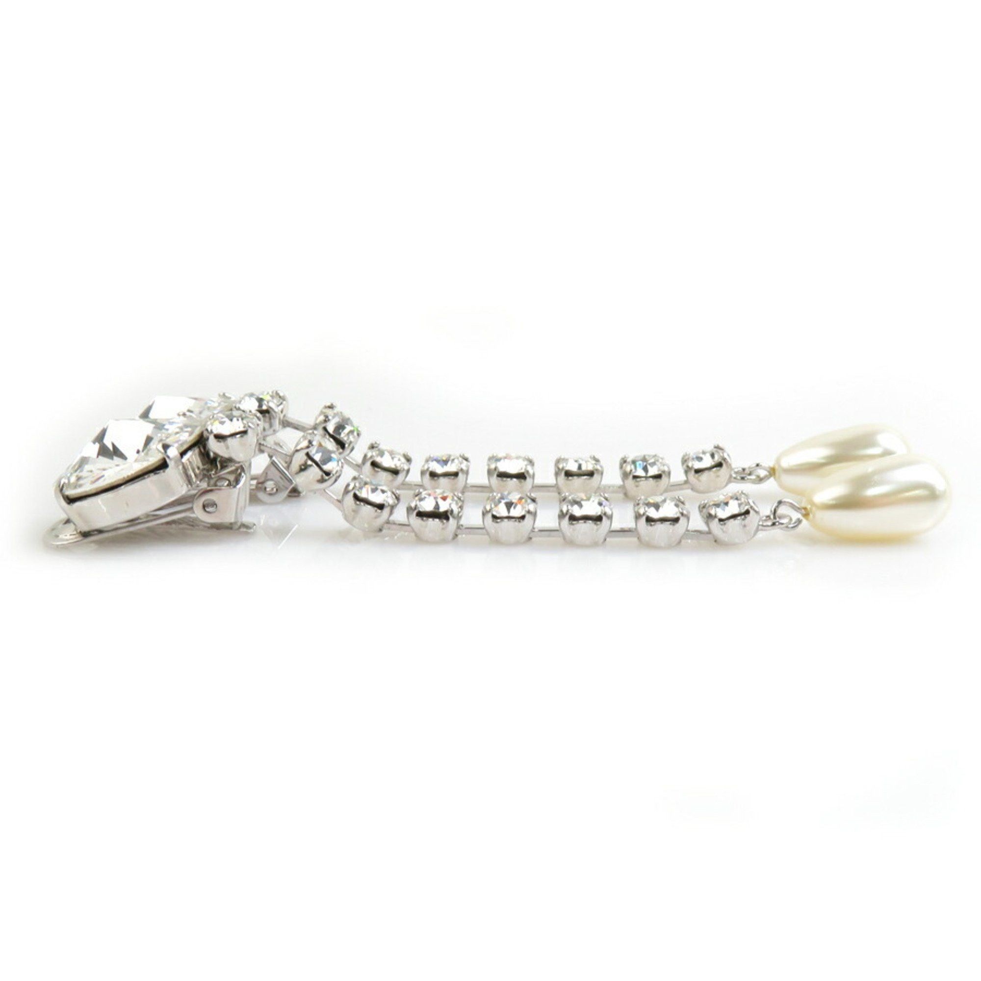 Miu Miu Miu Miu Miu earrings, metal, faux pearls, and jewels, silver white, women's, 56453a Size ONE SIZE - 3 Thumbnail