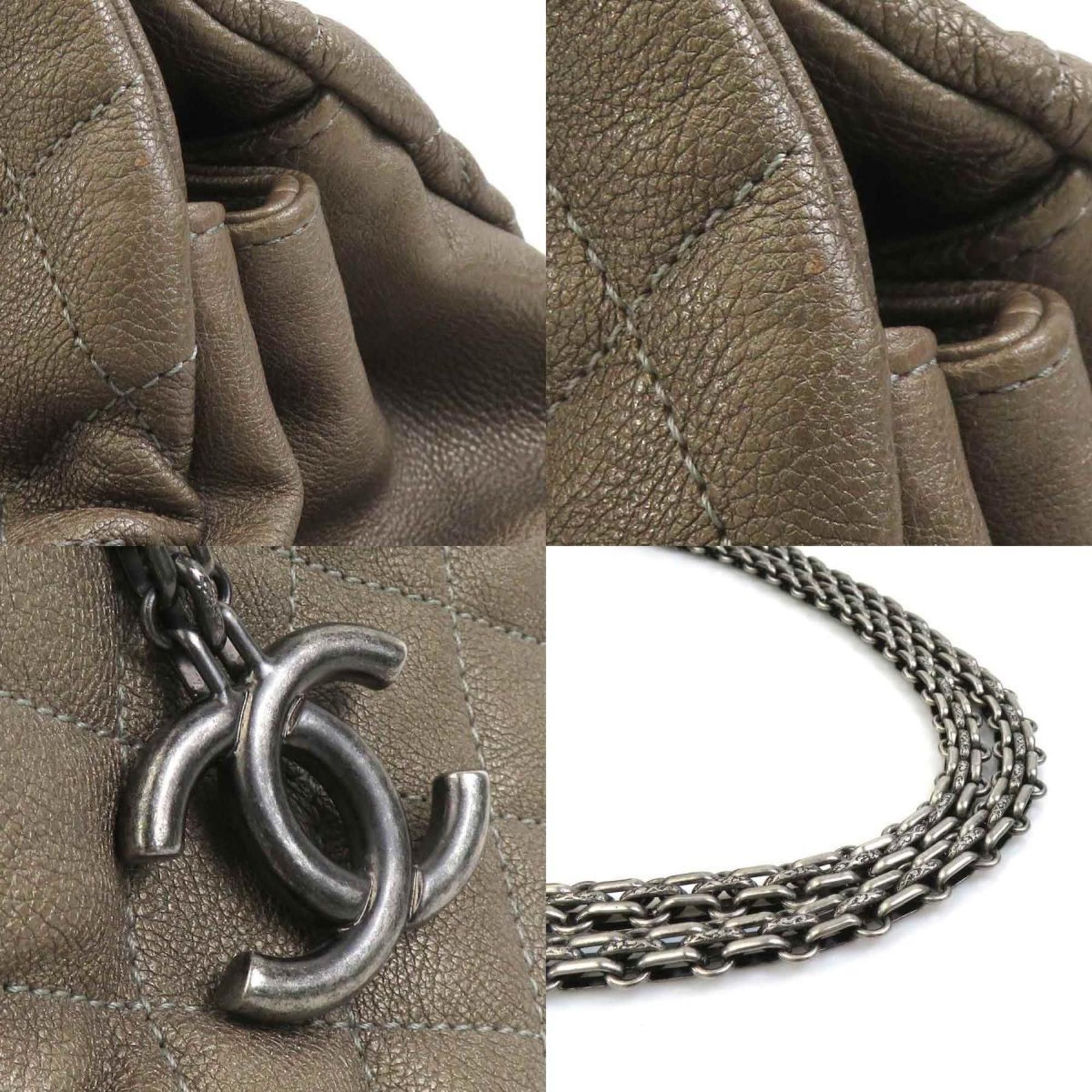 Chanel CHANEL Women's Khaki Brown Leather Handbag 90204g Size ONE SIZE - 4 Thumbnail