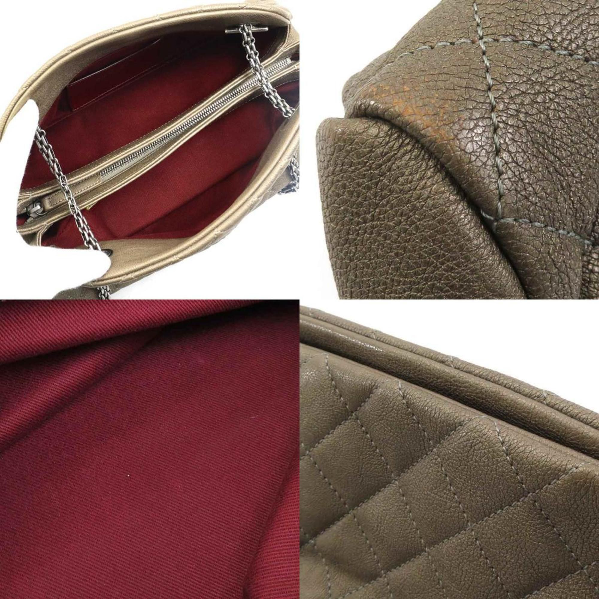 Chanel CHANEL Women's Khaki Brown Leather Handbag 90204g Size ONE SIZE - 3 Thumbnail