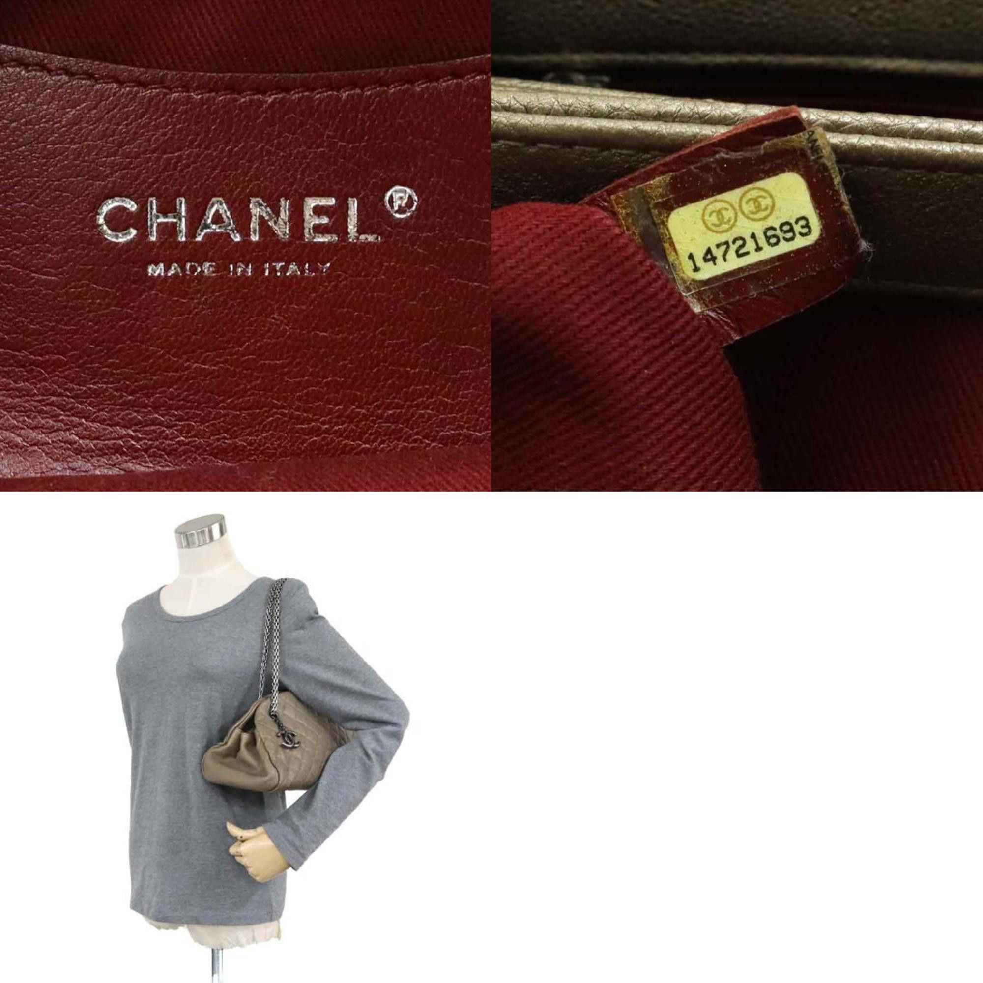 Chanel CHANEL Women's Khaki Brown Leather Handbag 90204g Size ONE SIZE - 5 Thumbnail