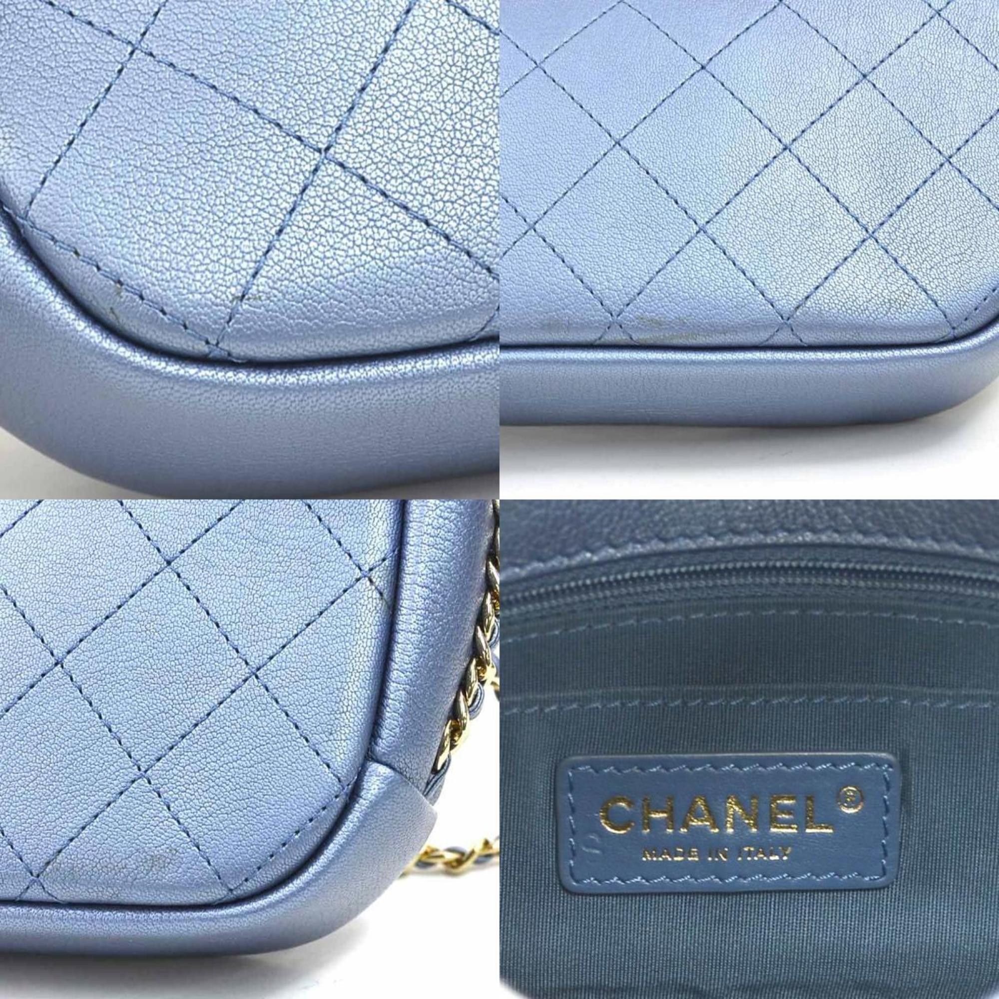 Chanel CHANEL Shoulder Bag, Leather, Metallic Blue and Gold, Women's, 90206g Size ONE SIZE - 4 Thumbnail
