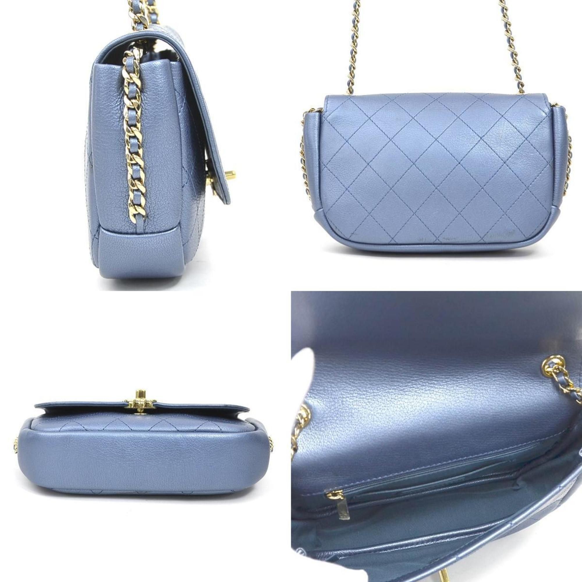 Chanel CHANEL Shoulder Bag, Leather, Metallic Blue and Gold, Women's, 90206g Size ONE SIZE - 2 Thumbnail
