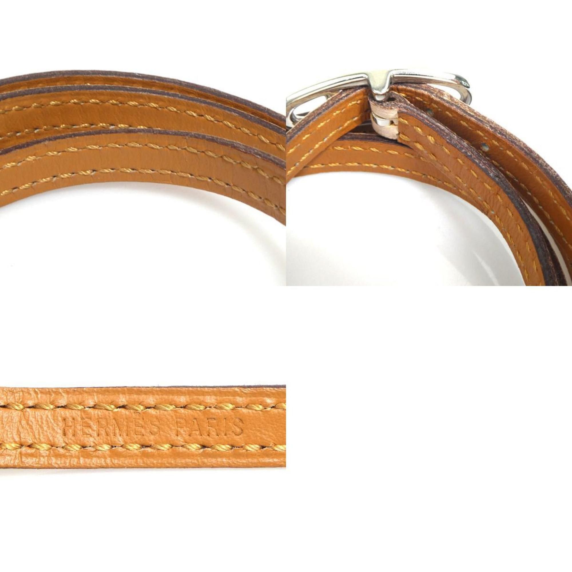 Hermes Hermès HERMES Bracelet Leather Metal Baby Pink Silver Women's e61109a Size ONE SIZE - 5 Thumbnail