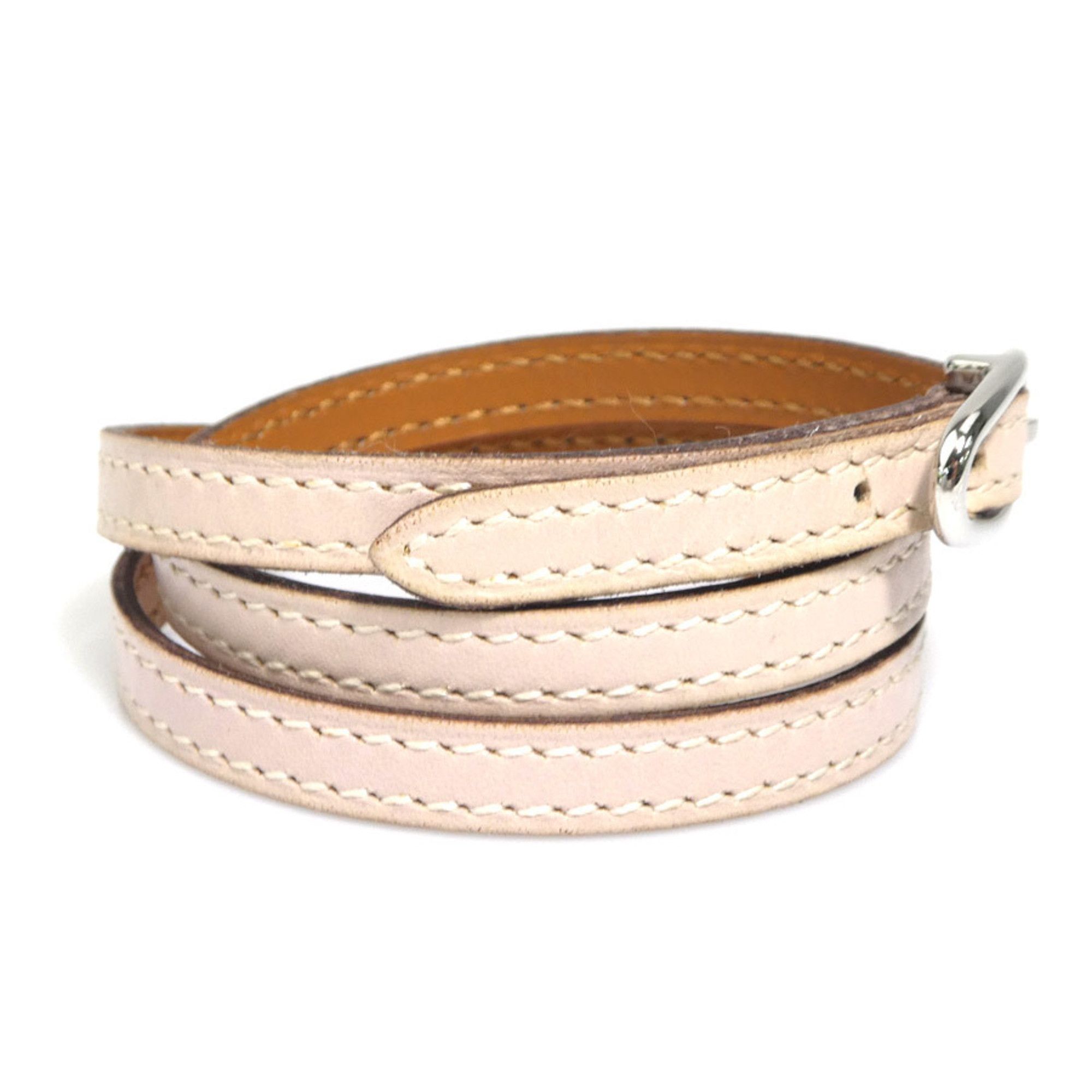 Hermes Hermès HERMES Bracelet Leather Metal Baby Pink Silver Women's e61109a Size ONE SIZE - 2 Thumbnail