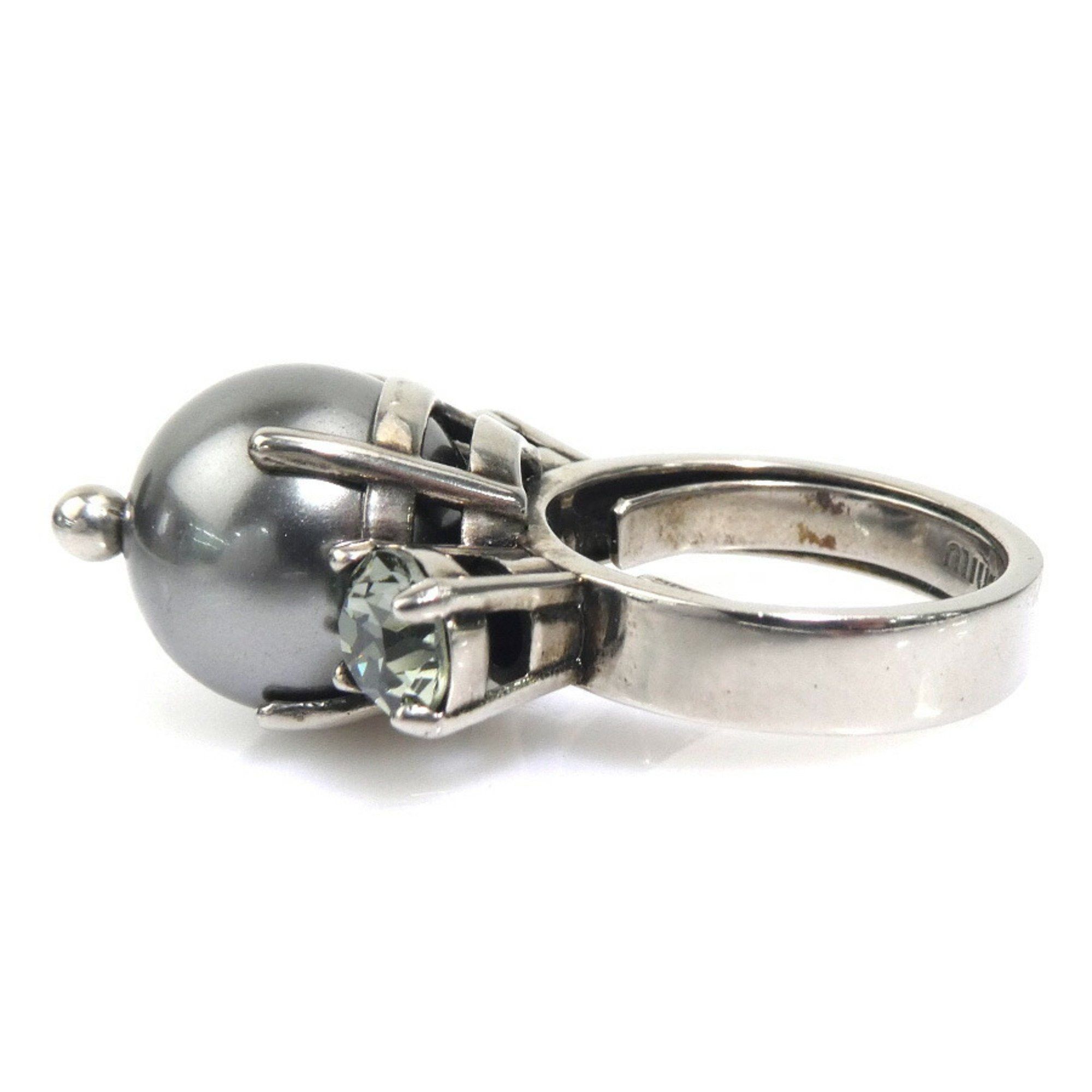 Miu Miu Miu Miu Miu ring in silver with faux pearls, women's, 56459a Size ONE SIZE - 3 Thumbnail