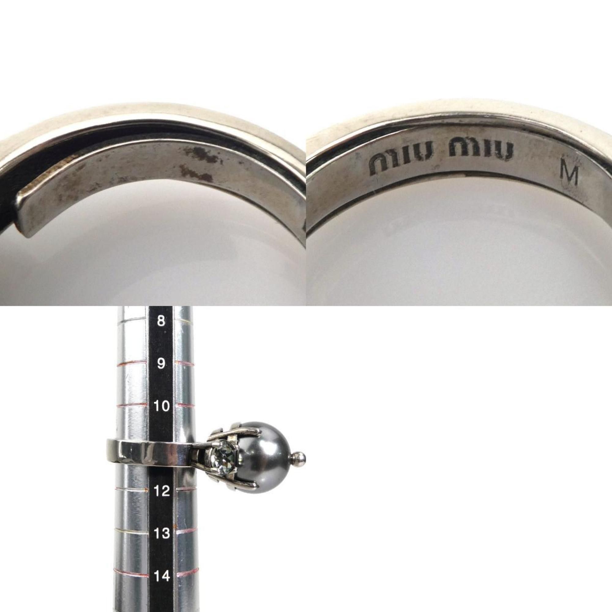 Miu Miu Miu Miu Miu ring in silver with faux pearls, women's, 56459a Size ONE SIZE - 5 Thumbnail