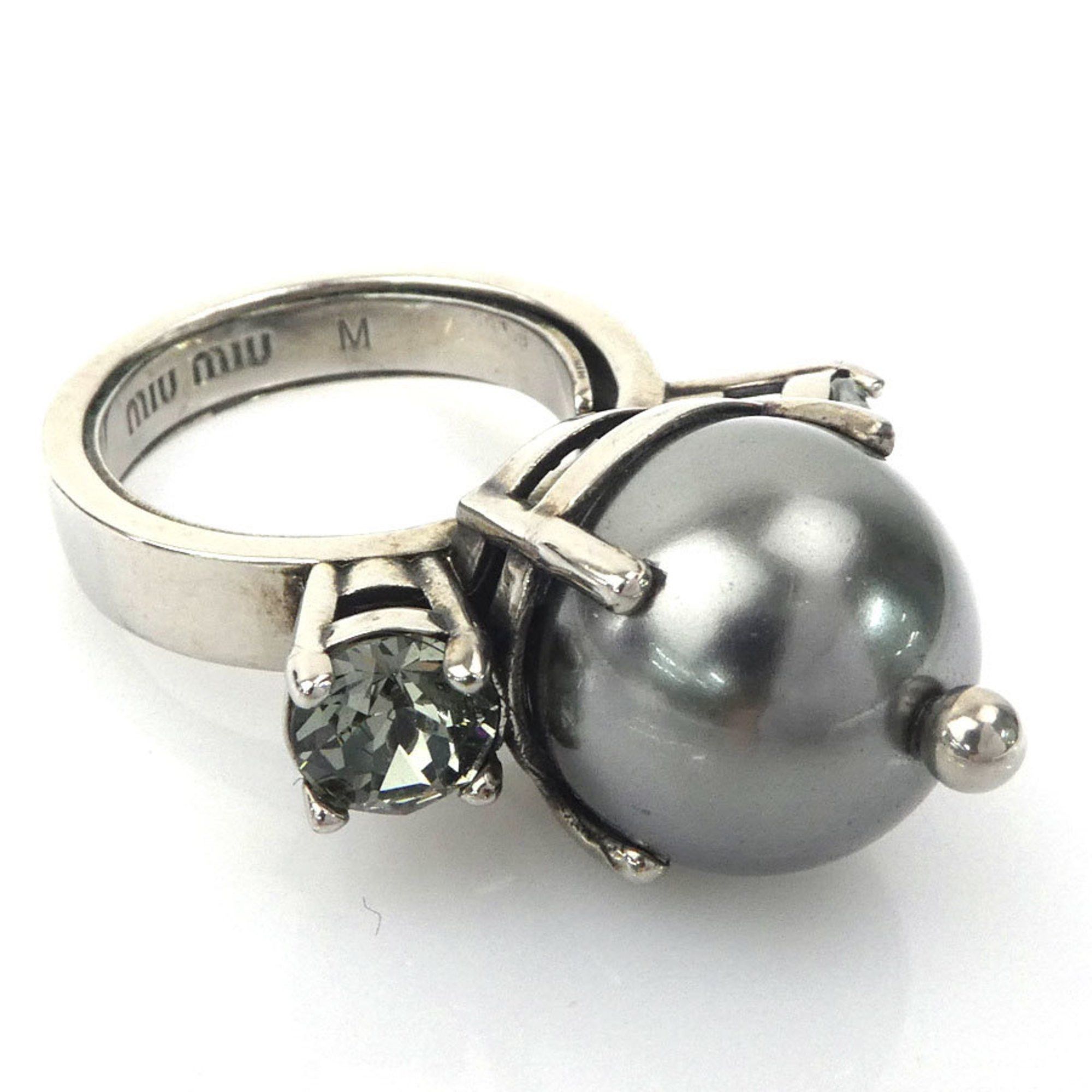 Miu Miu Miu Miu Miu ring in silver with faux pearls, women's, 56459a Size ONE SIZE - 2 Thumbnail