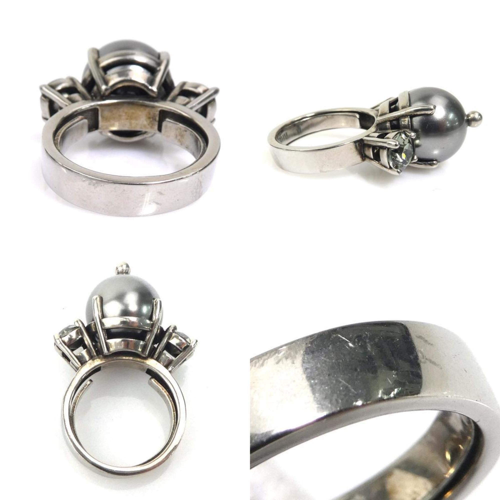 Miu Miu Miu Miu Miu ring in silver with faux pearls, women's, 56459a Size ONE SIZE - 4 Thumbnail