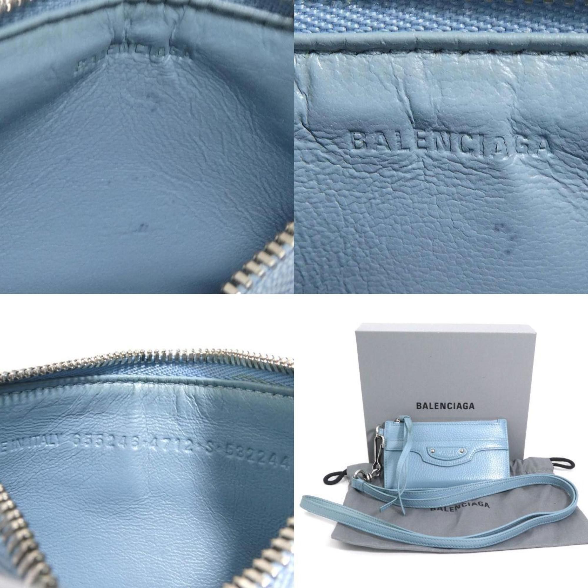 Balenciaga Balenciaga wallet/coin case, light blue leather, for men and women, 56460a Size ONE SIZE - 5 Thumbnail