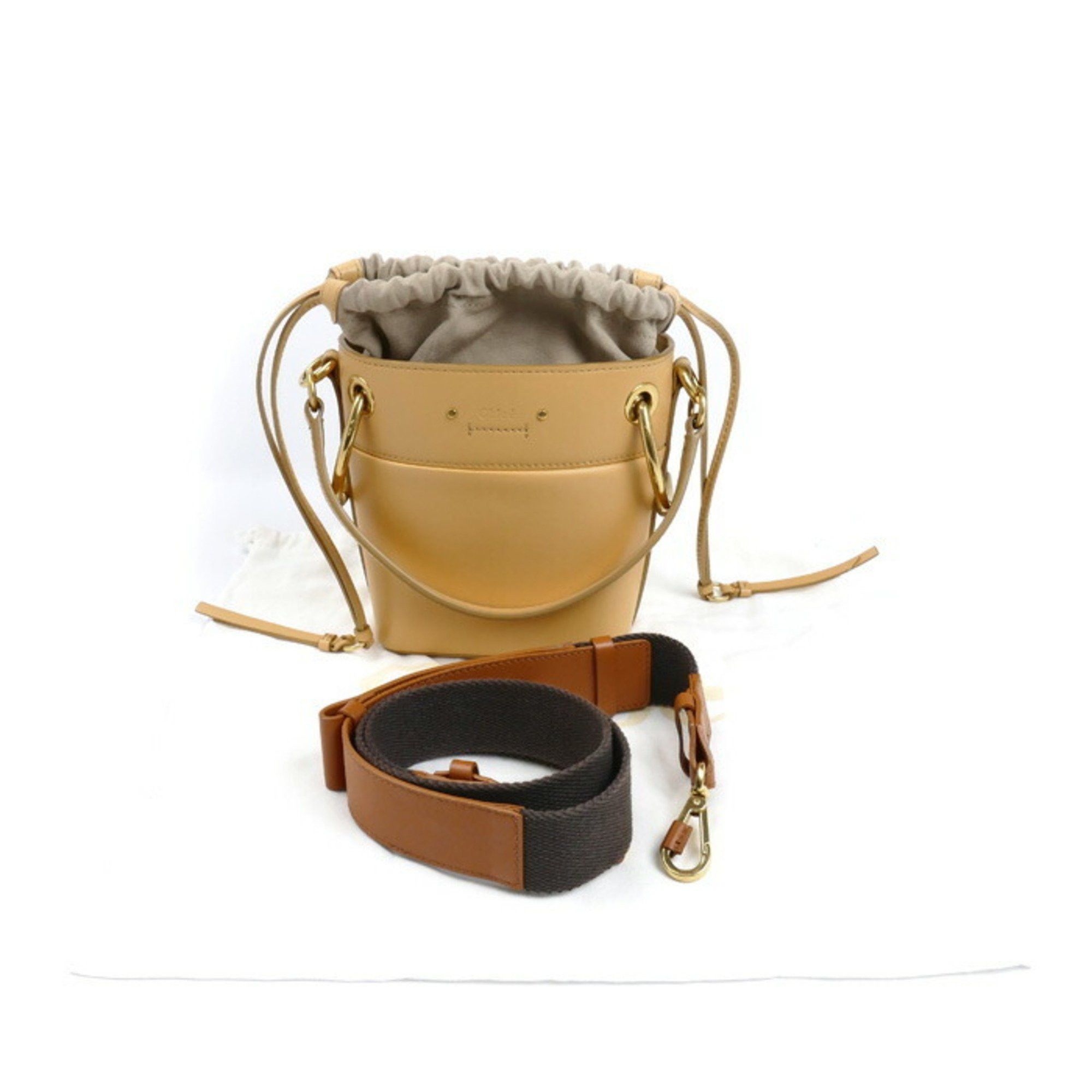 Chloe Chloé Chloe Roy Mini Bucket 2-Way Shoulder Bag, Beige, Women's Size ONE SIZE - 10 Thumbnail
