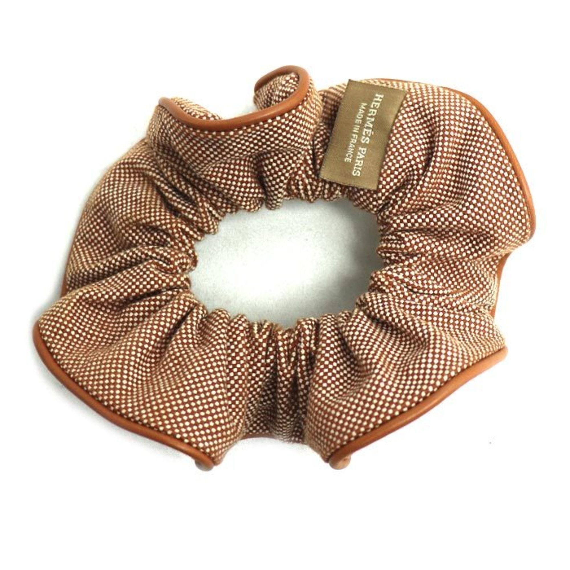 Hermes HERMES Claudia Toile H Hair Scrunchie (241029G) in Cotton, Polyurethane, and Sheepskin Leather for Women Size ONE SIZE - 3 Thumbnail