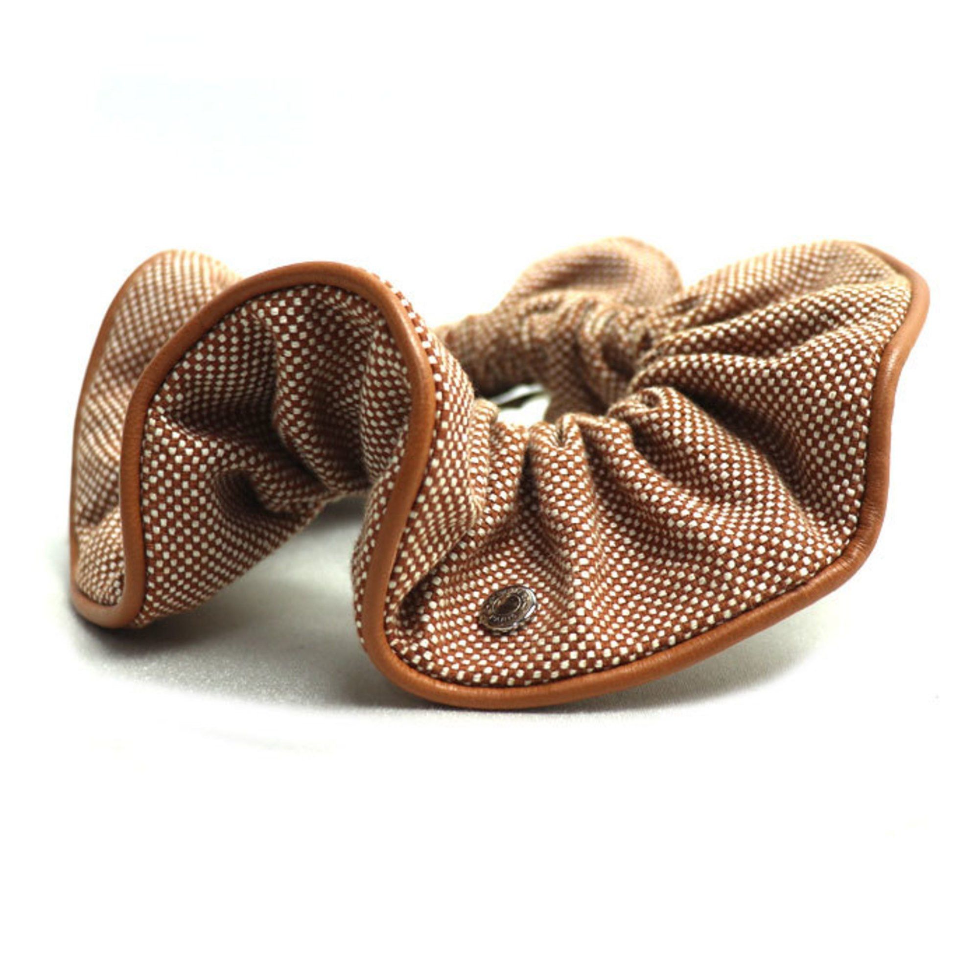 Hermes HERMES Claudia Toile H Hair Scrunchie (241029G) in Cotton, Polyurethane, and Sheepskin Leather for Women Size ONE SIZE - 2 Thumbnail