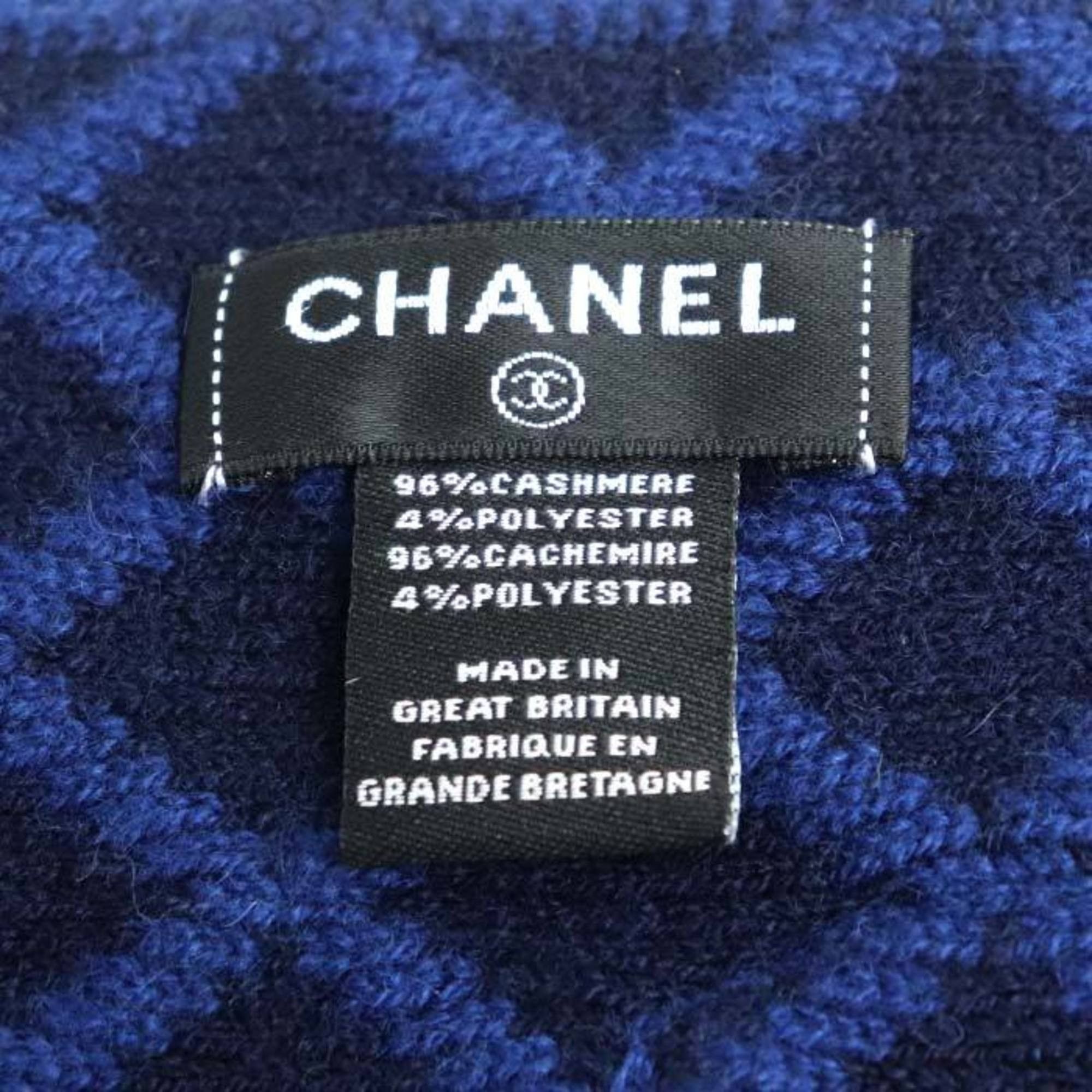 Chanel CHANEL Large Quilted Scarf with Pocket, Blue, Women's Size ONE SIZE - 4 Thumbnail