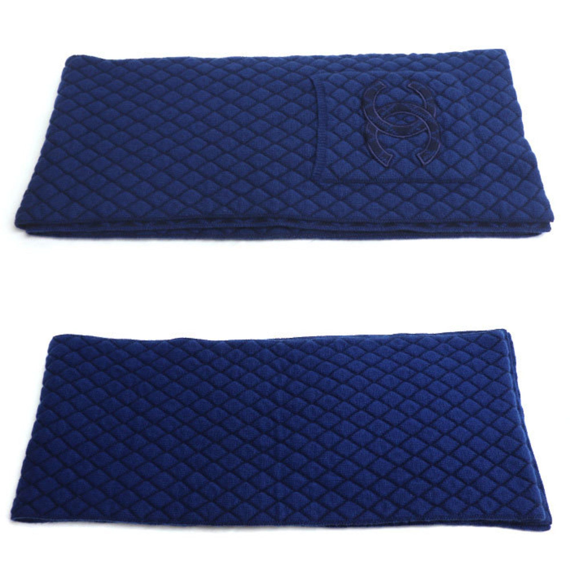 Chanel CHANEL Large Quilted Scarf with Pocket, Blue, Women's Size ONE SIZE - 2 Thumbnail