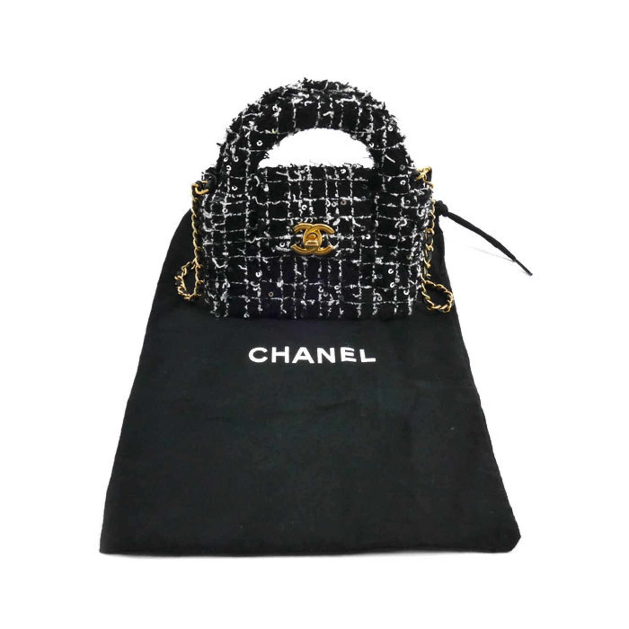 Chanel CHANEL Fabric Mini Chain Shoulder Bag, Black, AP3435, Sequins, Women's Size ONE SIZE - 9 Thumbnail