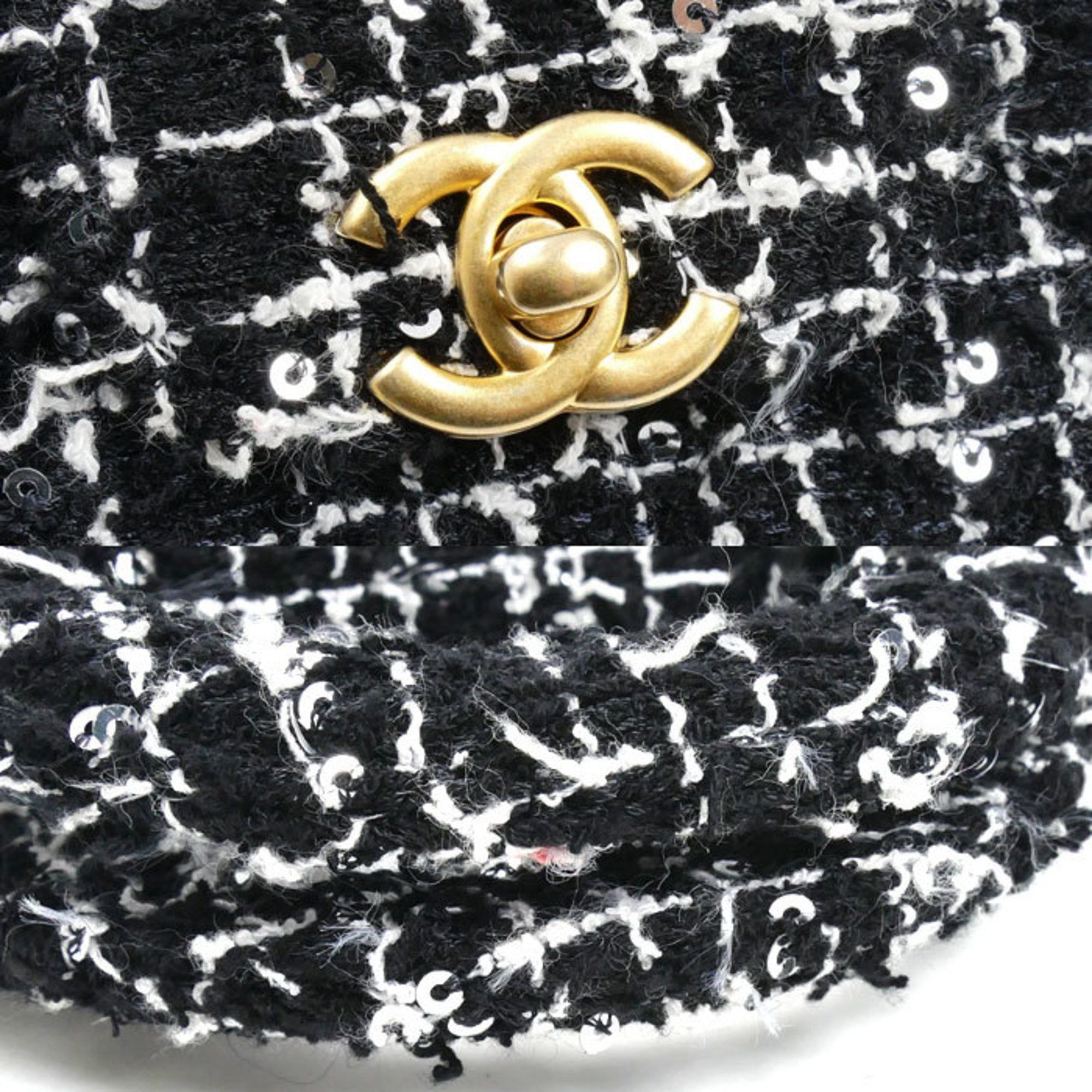 Chanel CHANEL Fabric Mini Chain Shoulder Bag, Black, AP3435, Sequins, Women's Size ONE SIZE - 7 Thumbnail