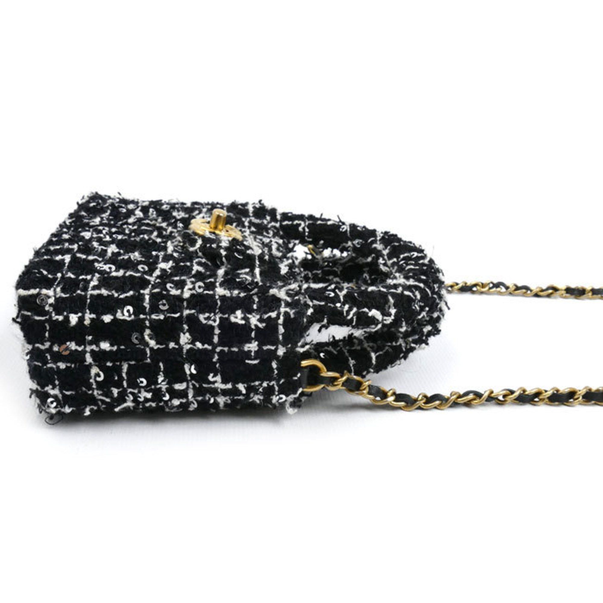 Chanel CHANEL Fabric Mini Chain Shoulder Bag, Black, AP3435, Sequins, Women's Size ONE SIZE - 3 Thumbnail