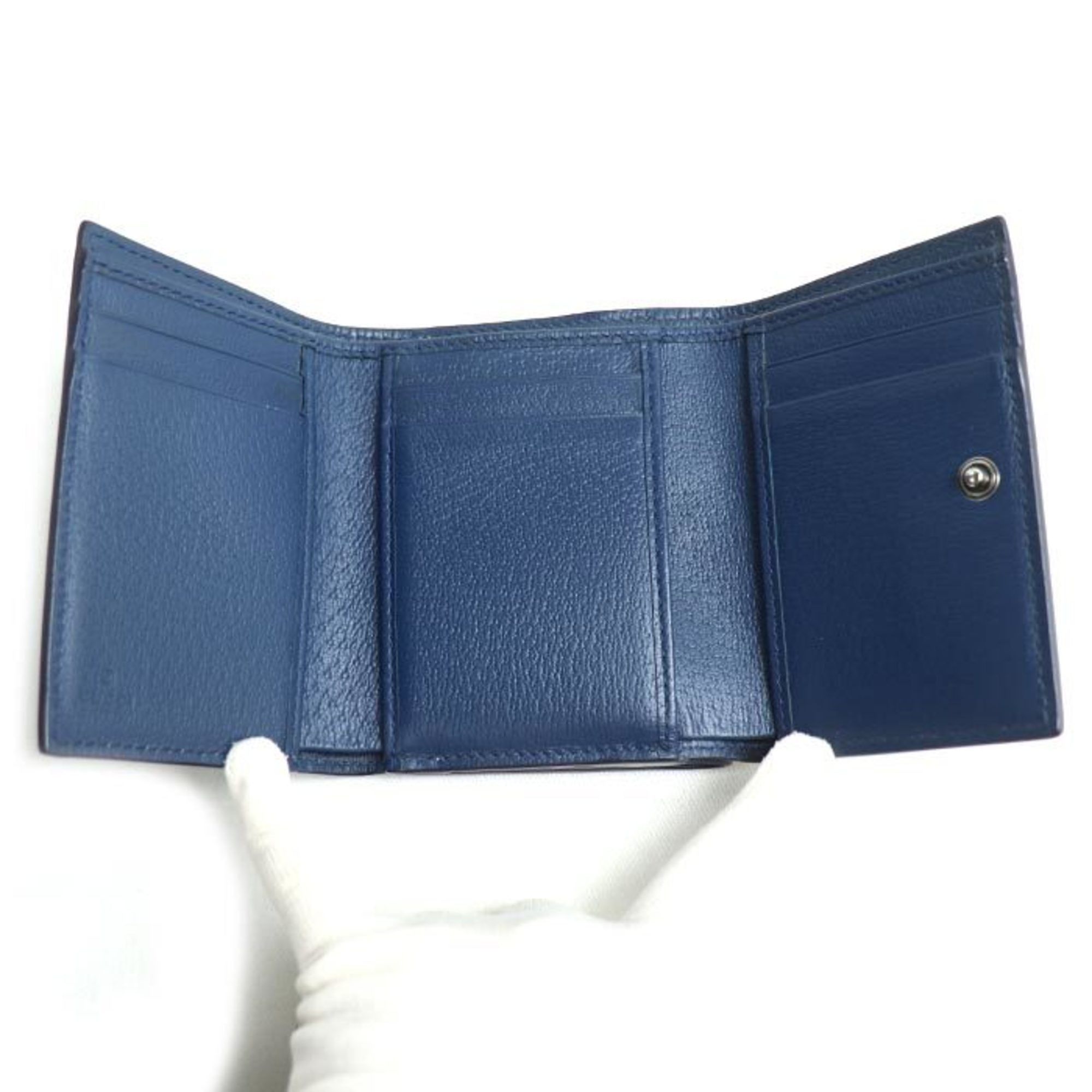 Gucci Gucci GG Tri-fold Wallet with Details, Beige/Blue, 769225, Unisex Size ONE SIZE - 3 Thumbnail