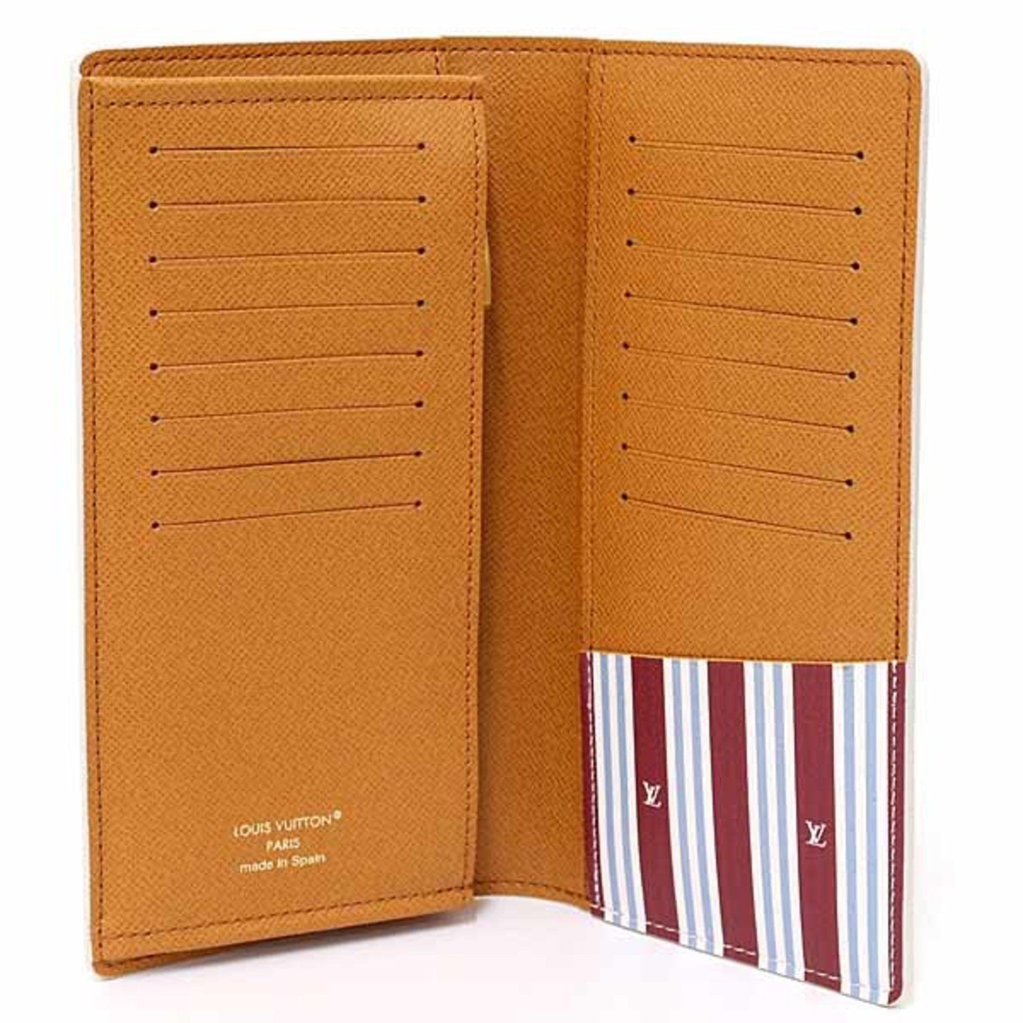 Louis Vuitton Portefeuille Brazza Bi-fold Long Wallet in Monogram Heritage Canvas, M15156, White, Unused