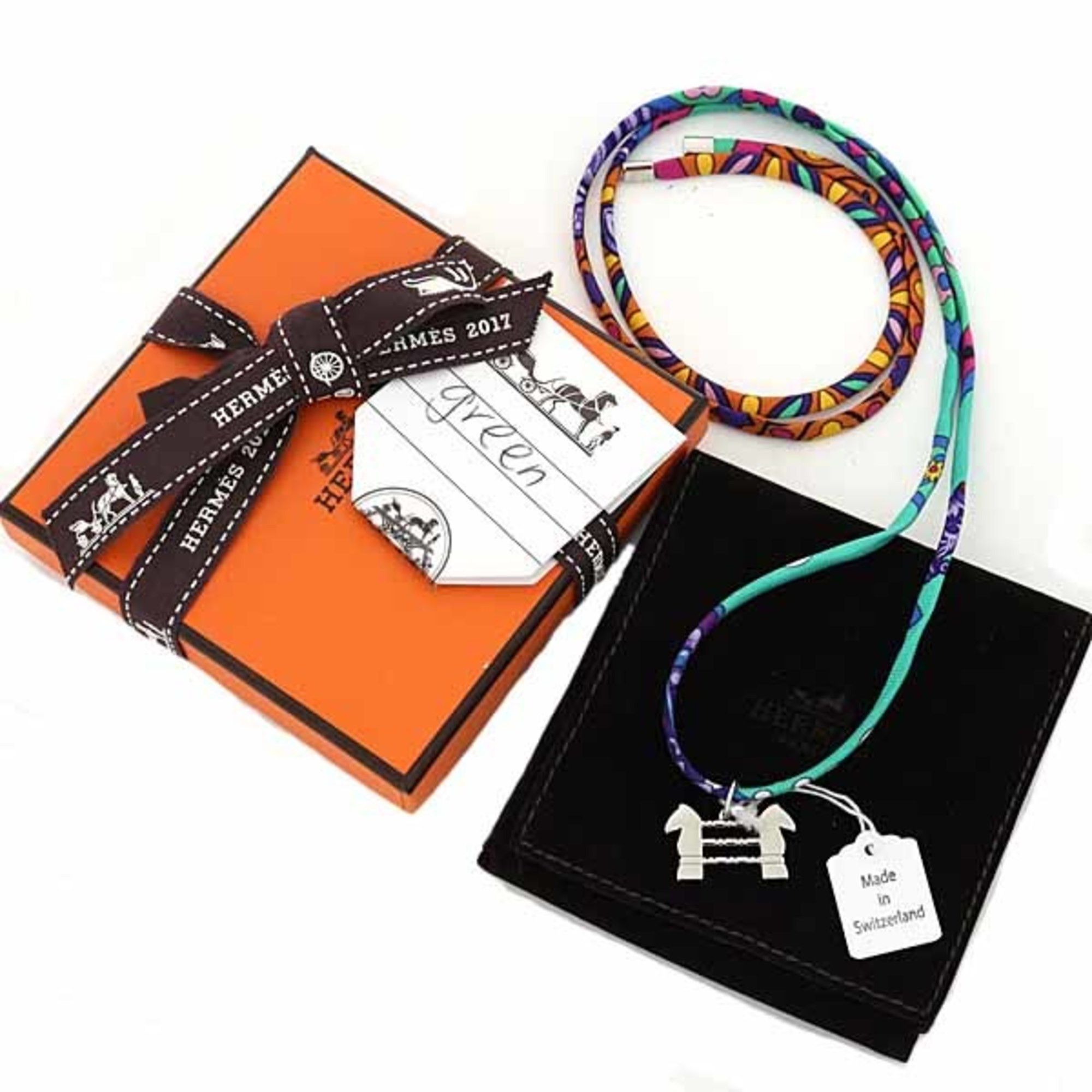 Hermes Hermes Hermès Saul Silk Bracelet Choker Charm, 2017, Paris Flagship Store Exclusive, Not Available in Japan, Green Size ONE SIZE - 2 Thumbnail