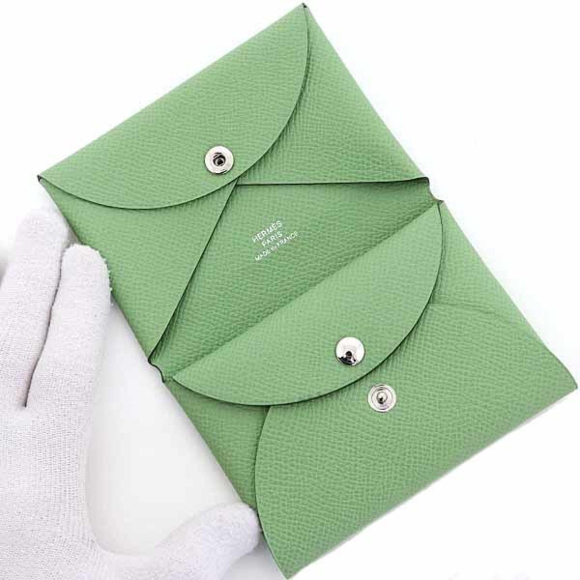 Hermes Hermes Hermès Calvi Duo Epsom Leather Green B Stamp (Made in 2023) Card Case/Coin Case Size ONE SIZE - 3 Thumbnail