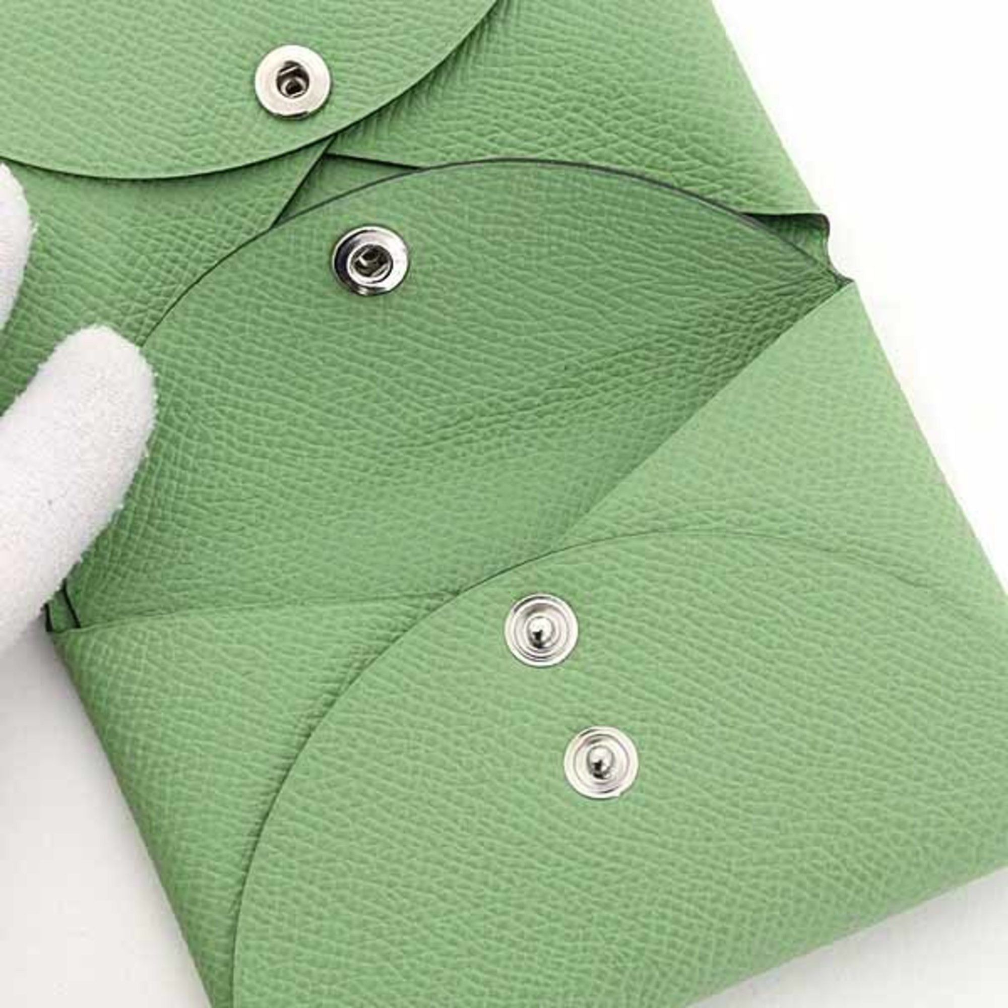 Hermes Hermes Hermès Calvi Duo Epsom Leather Green B Stamp (Made in 2023) Card Case/Coin Case Size ONE SIZE - 4 Thumbnail