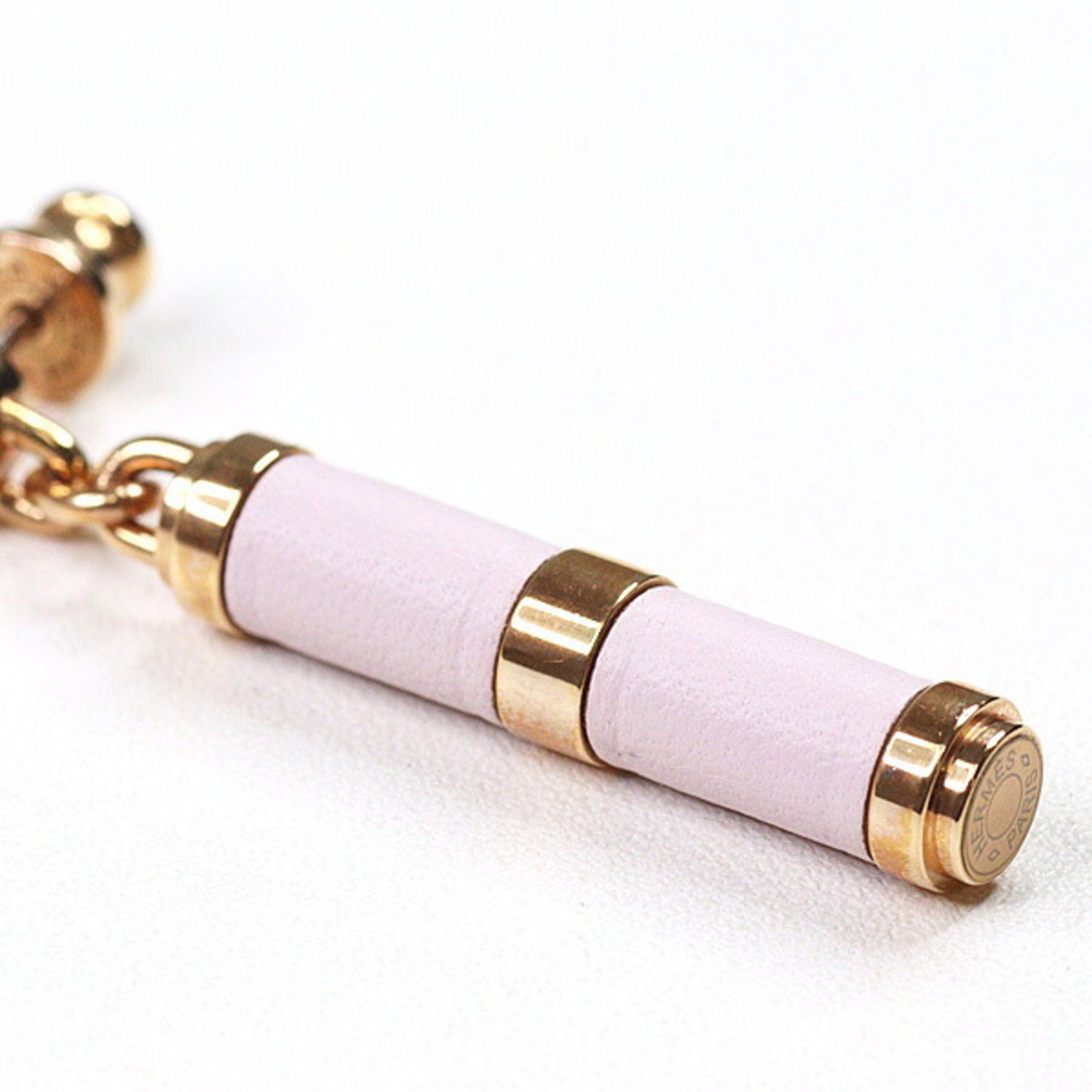 Hermes Hermes Hermès Charnière earrings in gold, Swift leather, mauve pale rose. Size ONE SIZE - 3 Thumbnail