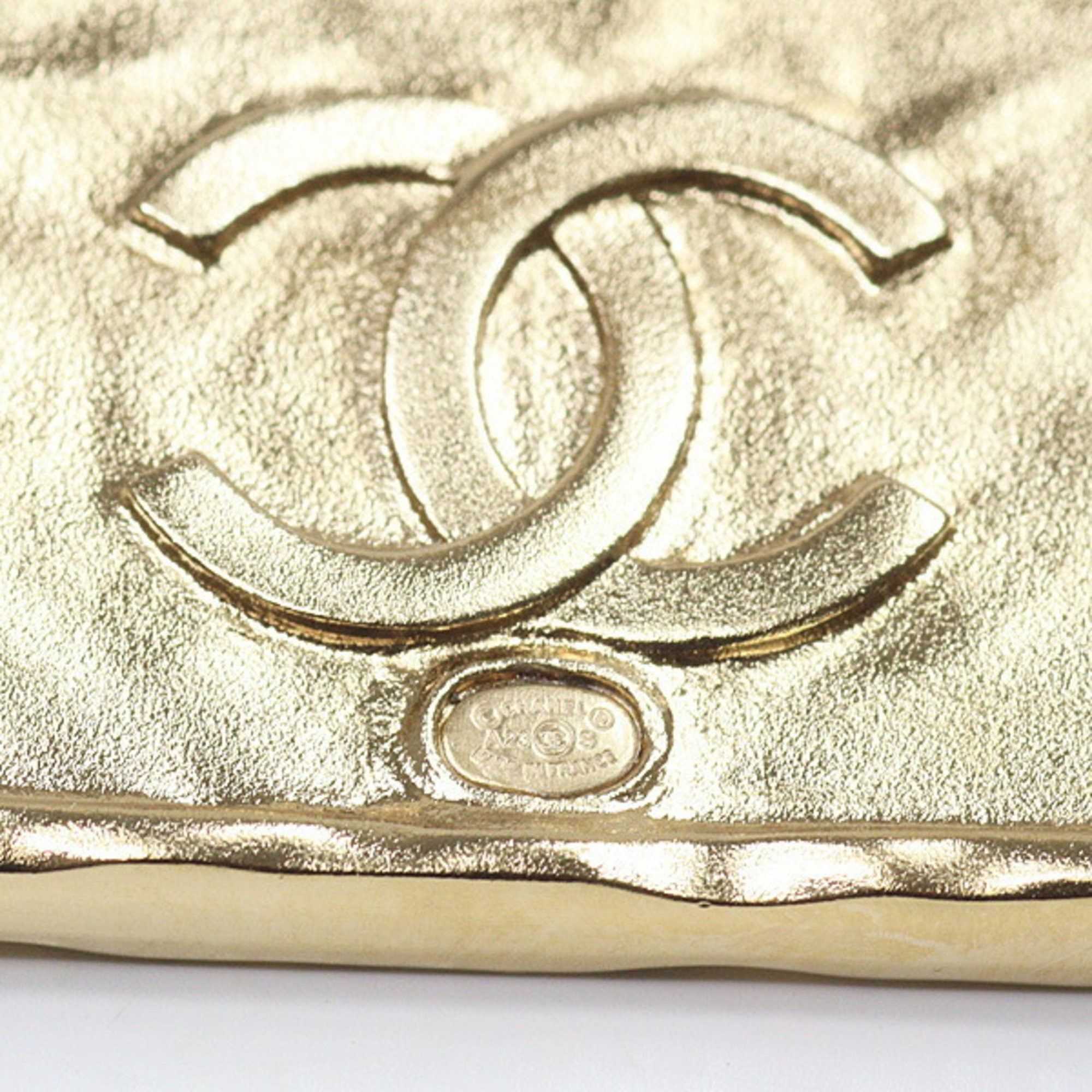 Chanel CHANEL Brooch Metal Leather Gold Black Tag A23S Size ONE SIZE - 3 Thumbnail