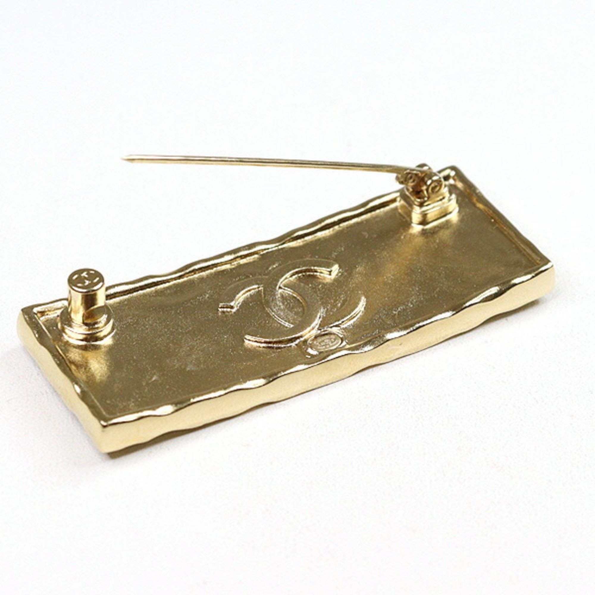 Chanel CHANEL Brooch Metal Leather Gold Black Tag A23S Size ONE SIZE - 2 Thumbnail