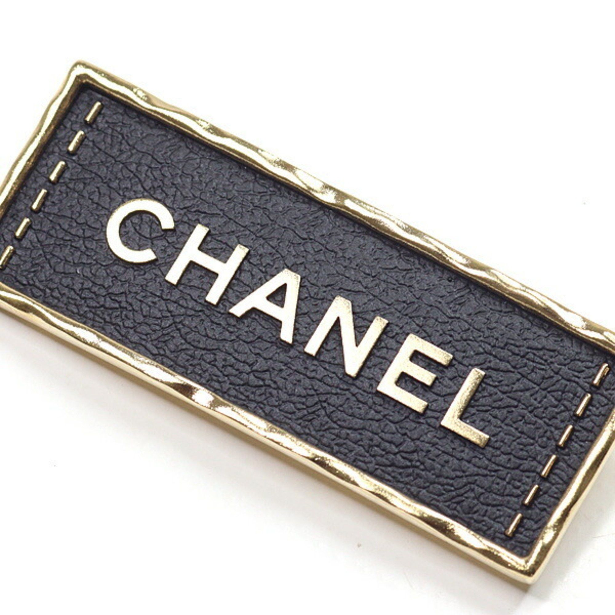 Chanel CHANEL Brooch Metal Leather Gold Black Tag A23S Size ONE SIZE - 4 Thumbnail