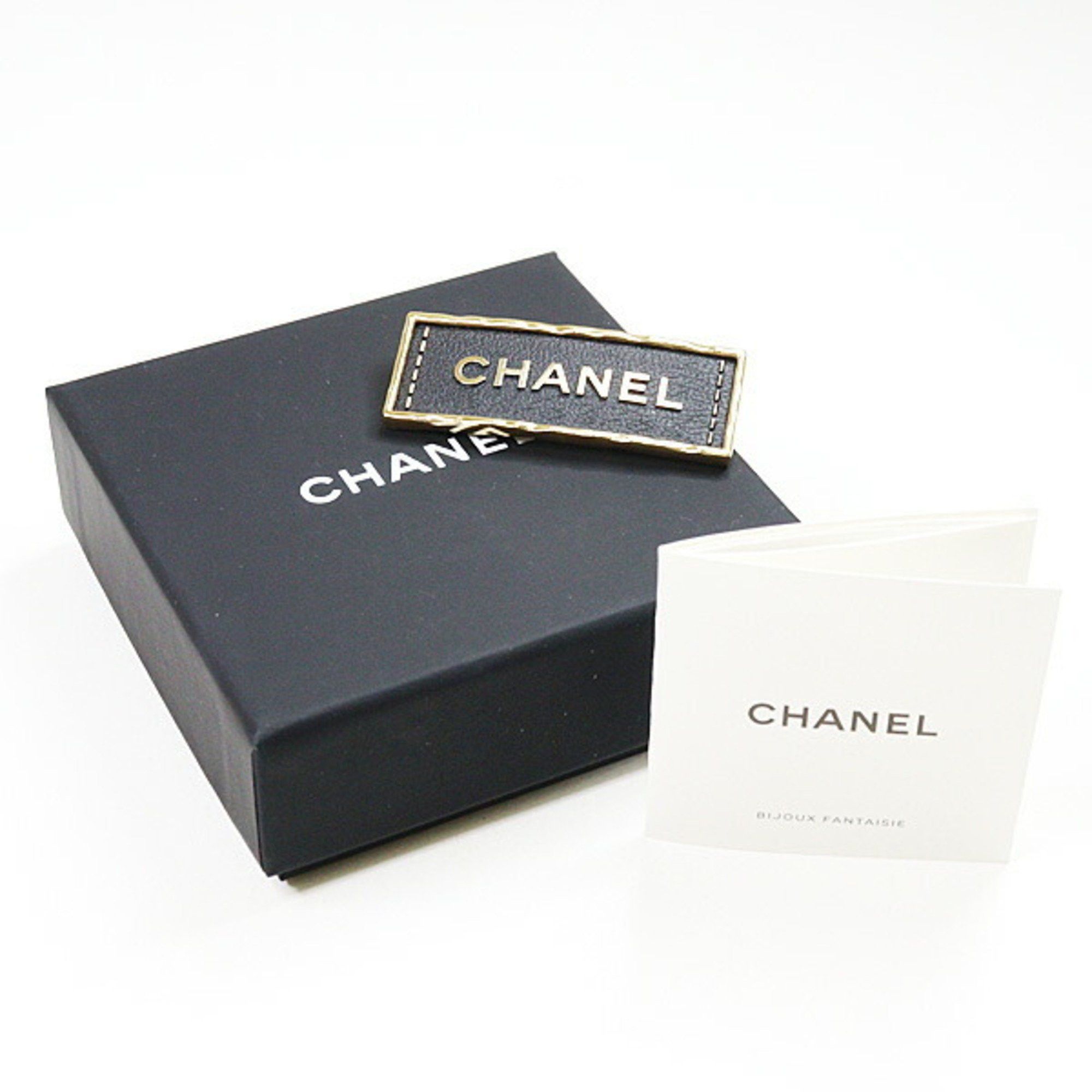 Chanel CHANEL Brooch Metal Leather Gold Black Tag A23S Size ONE SIZE - 6 Thumbnail