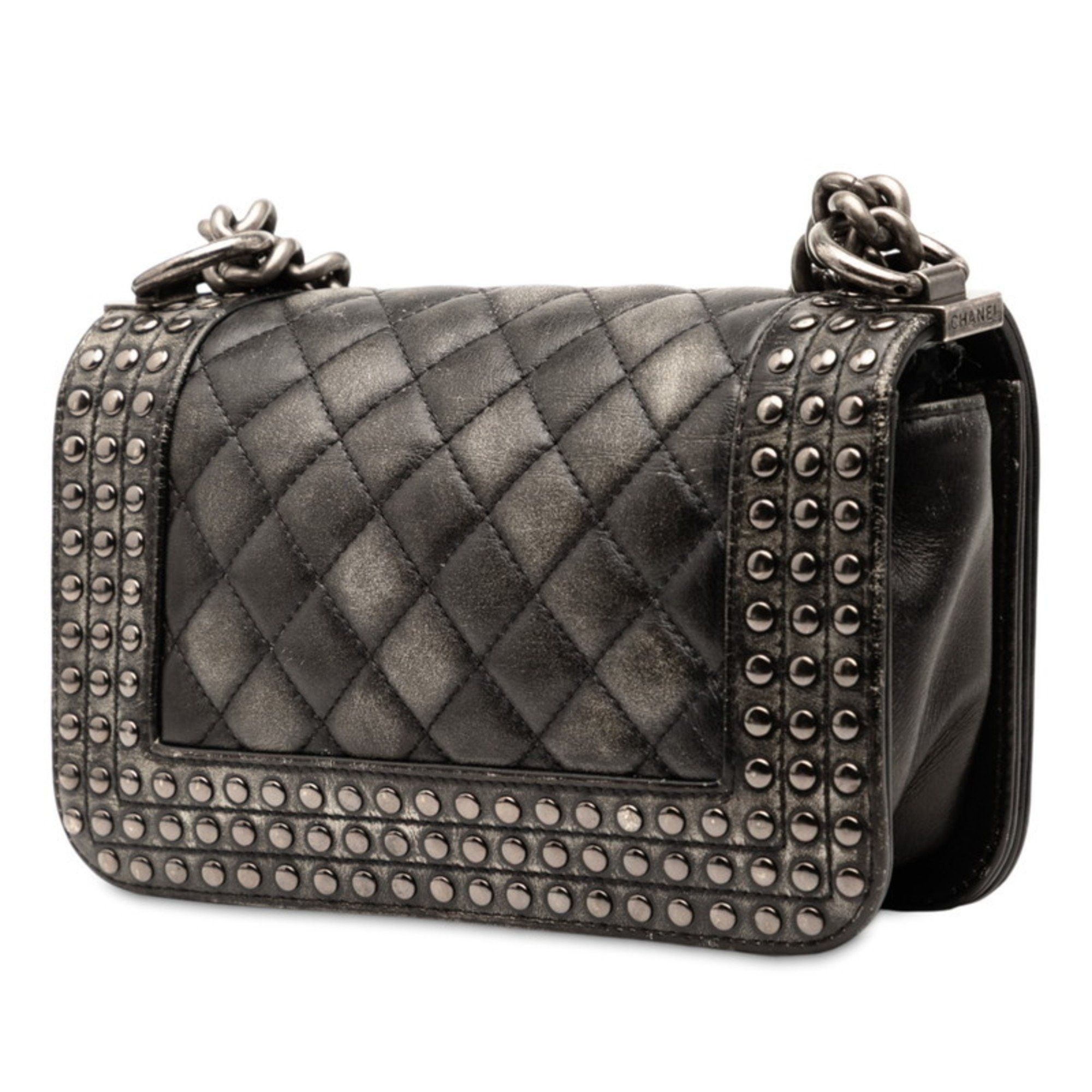 Chanel Chanel Coco Mark Stud Boy 20 Crossbody Chain Shoulder Bag in Black Lambskin for Women Size ONE SIZE - 2 Thumbnail