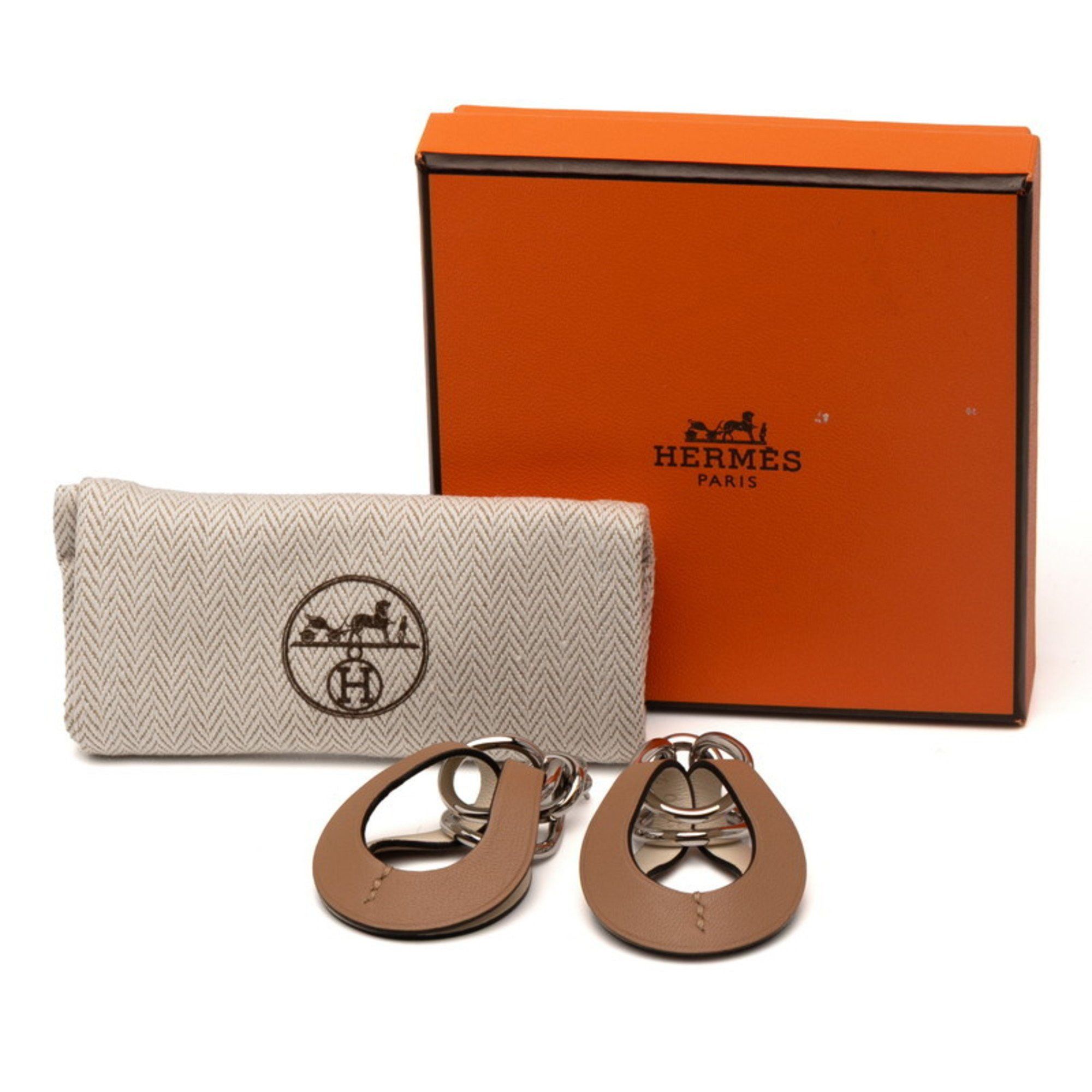 Hermes Hermes Hermès Villevorte GM Earrings in Chai Beige with Swift Leather for Women Size ONE SIZE - 8 Thumbnail