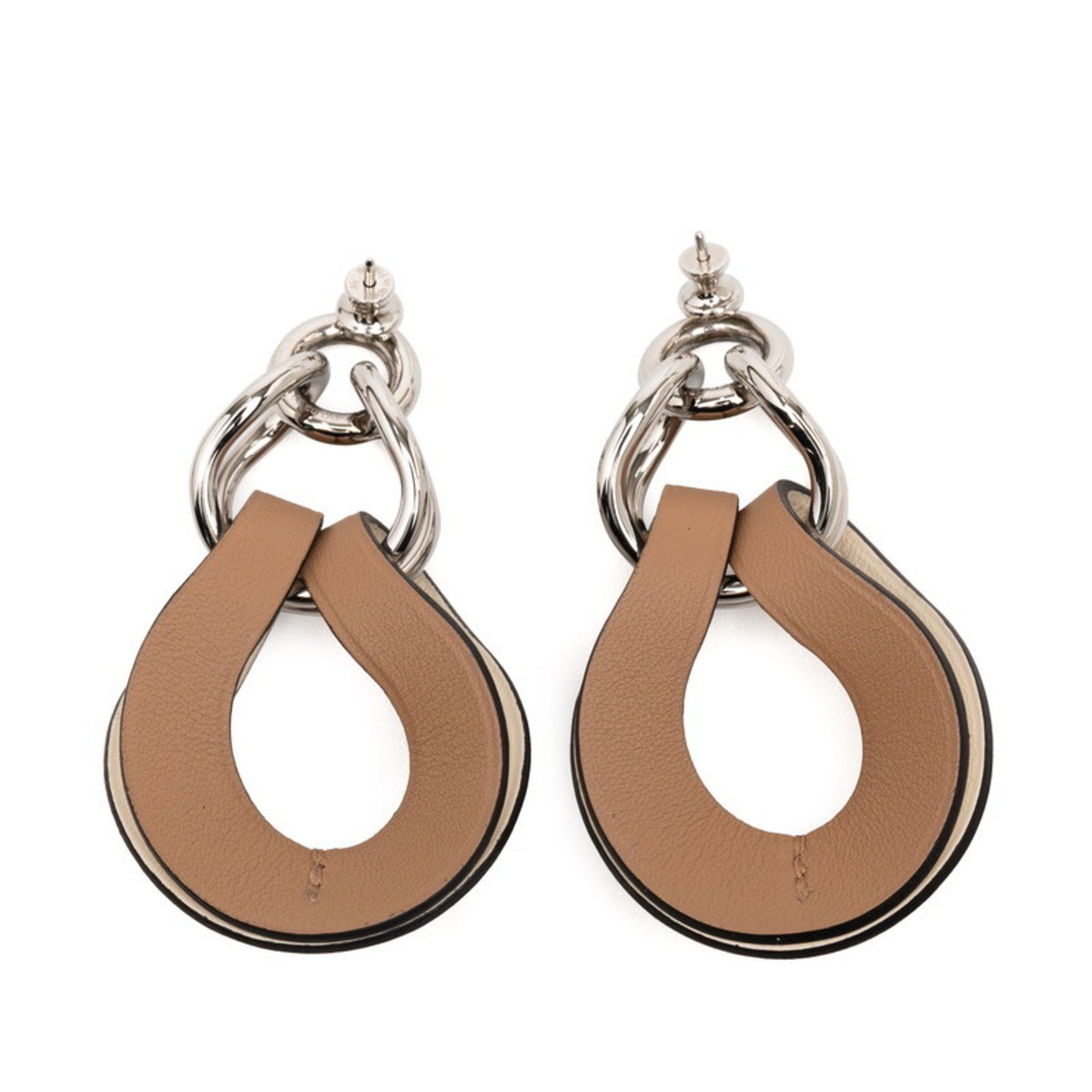Hermes Hermes Hermès Villevorte GM Earrings in Chai Beige with Swift Leather for Women Size ONE SIZE - 2 Thumbnail