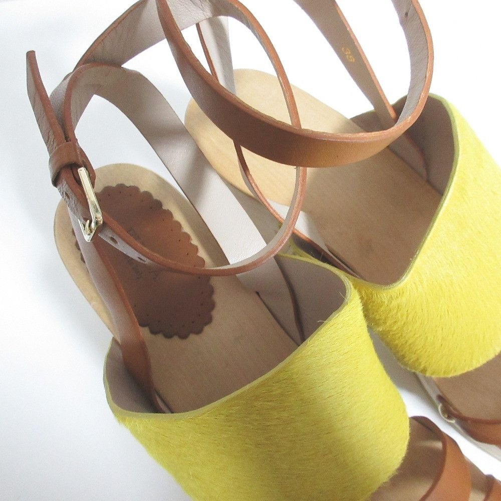 Furla Furla Furla Haircalf Leather Wood Heel Sandals Leather Shoes DUTY FREE for USA Size ONE SIZE - 5 Thumbnail