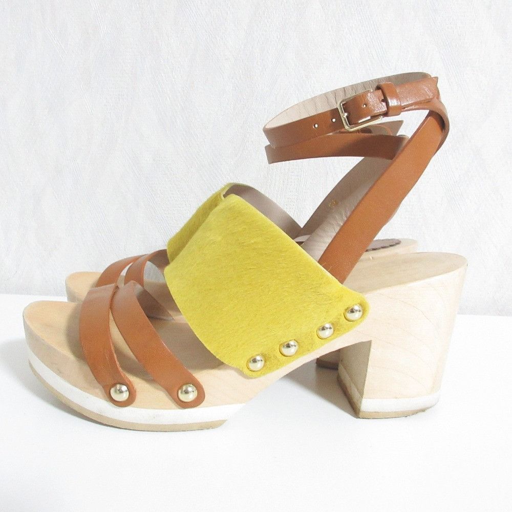 Furla Furla Furla Haircalf Leather Wood Heel Sandals Leather Shoes DUTY FREE for USA Size ONE SIZE - 2 Thumbnail