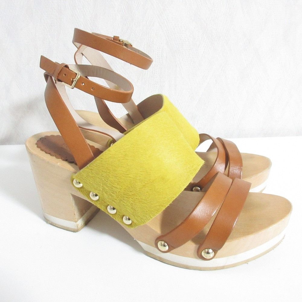 Furla Furla Furla Haircalf Leather Wood Heel Sandals Leather Shoes DUTY FREE for USA Size ONE SIZE - 3 Thumbnail