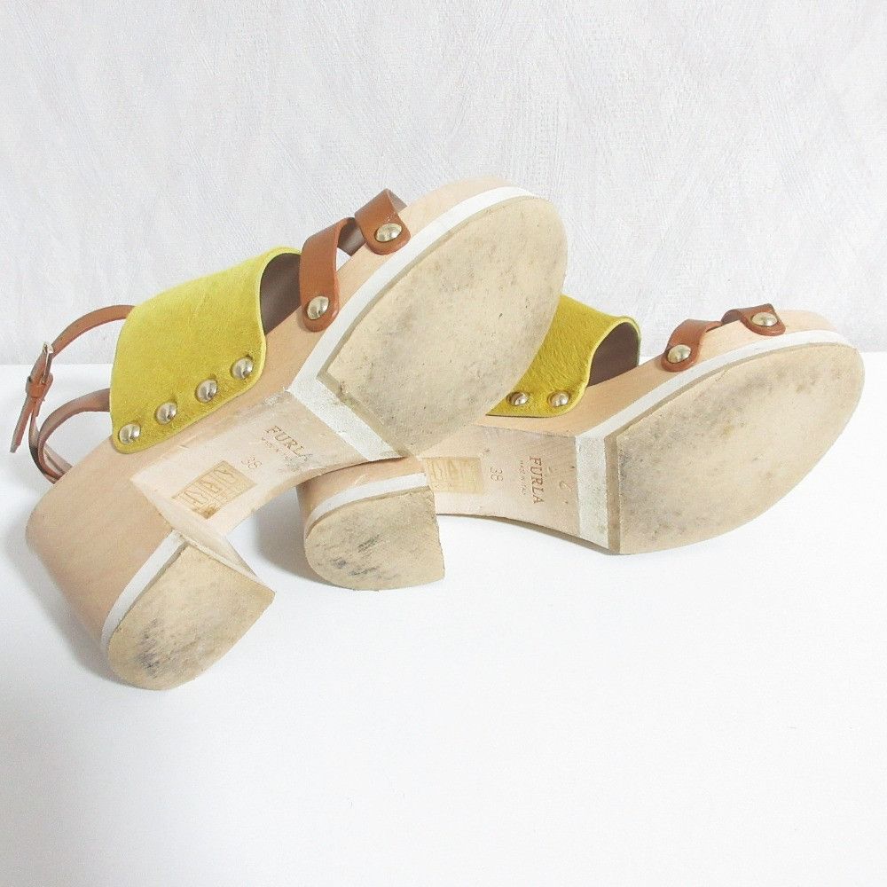 Furla Furla Furla Haircalf Leather Wood Heel Sandals Leather Shoes DUTY FREE for USA Size ONE SIZE - 8 Thumbnail