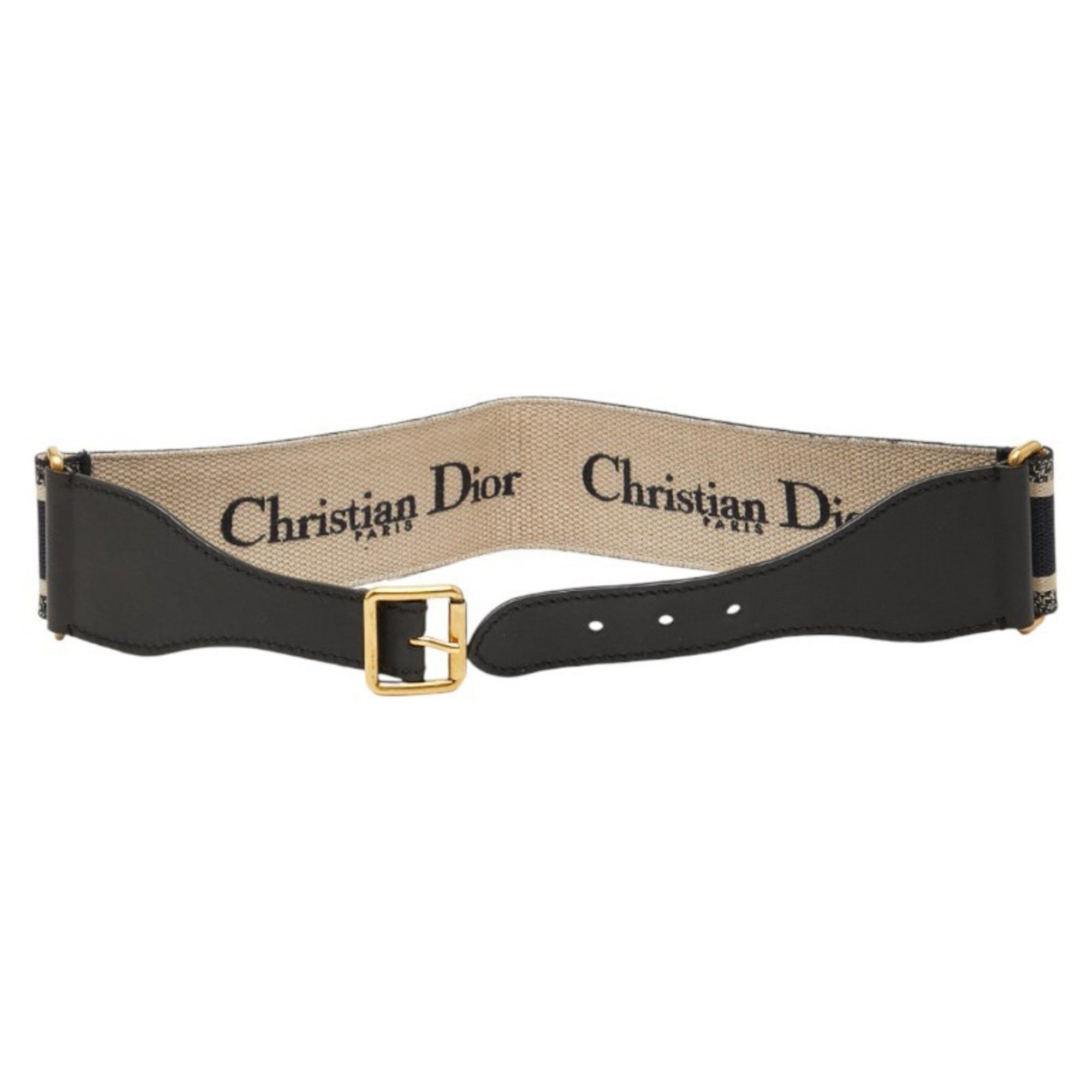 Dior Christian Dior Dior Belt Size: 75 Navy Beige Canvas Leather Women's Size ONE SIZE - 3 Thumbnail