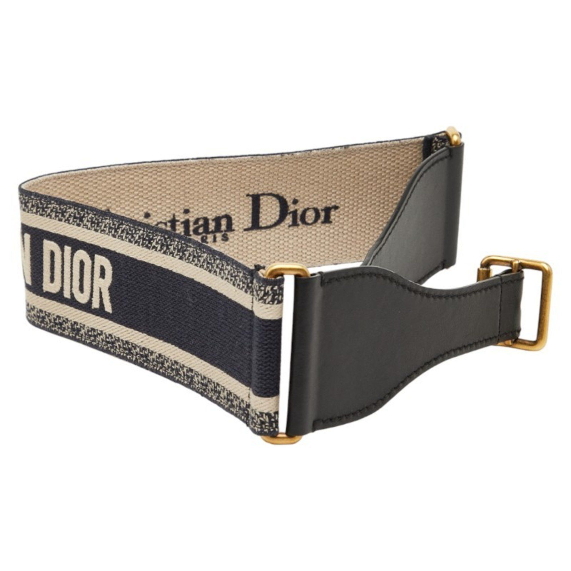 Dior Christian Dior Dior Belt Size: 75 Navy Beige Canvas Leather Women's Size ONE SIZE - 2 Thumbnail