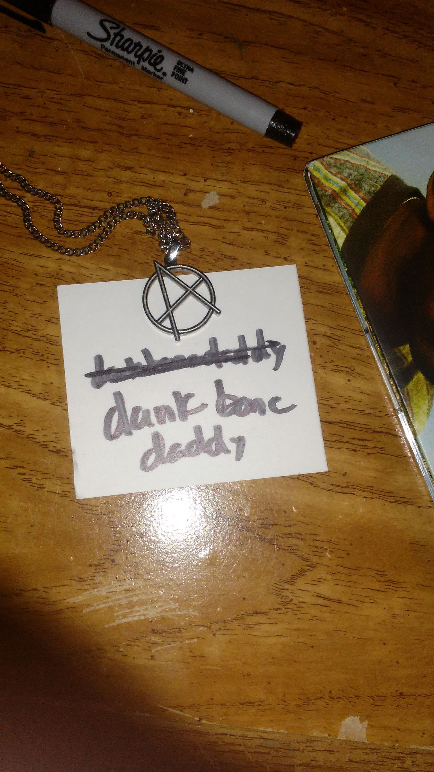 Custom Lil Peep Anarchy Tattoo pendant with chain Size ONE SIZE - 2 Preview