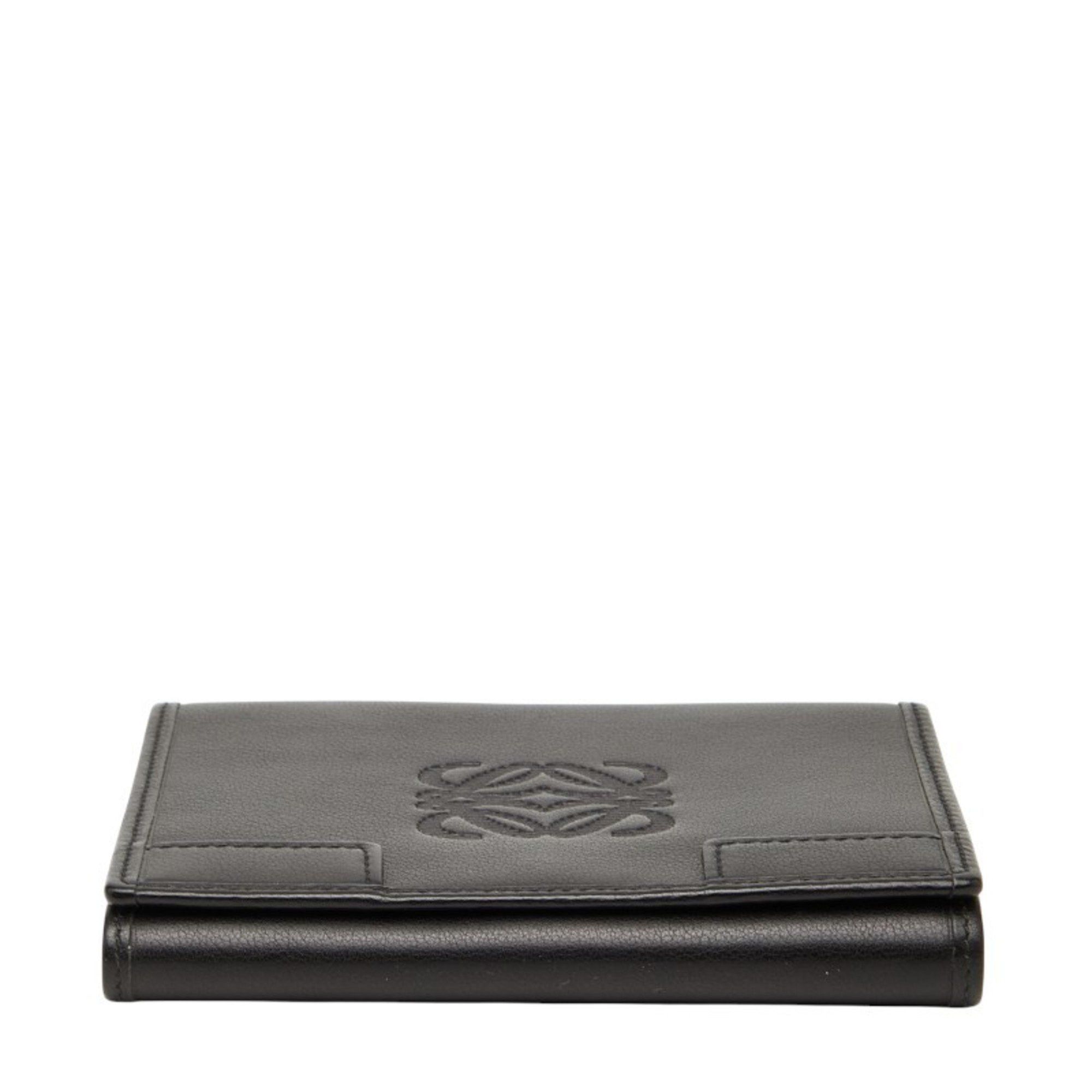 Loewe LOEWE Anagram Bifold Wallet Black Leather Women's Size ONE SIZE - 3 Thumbnail