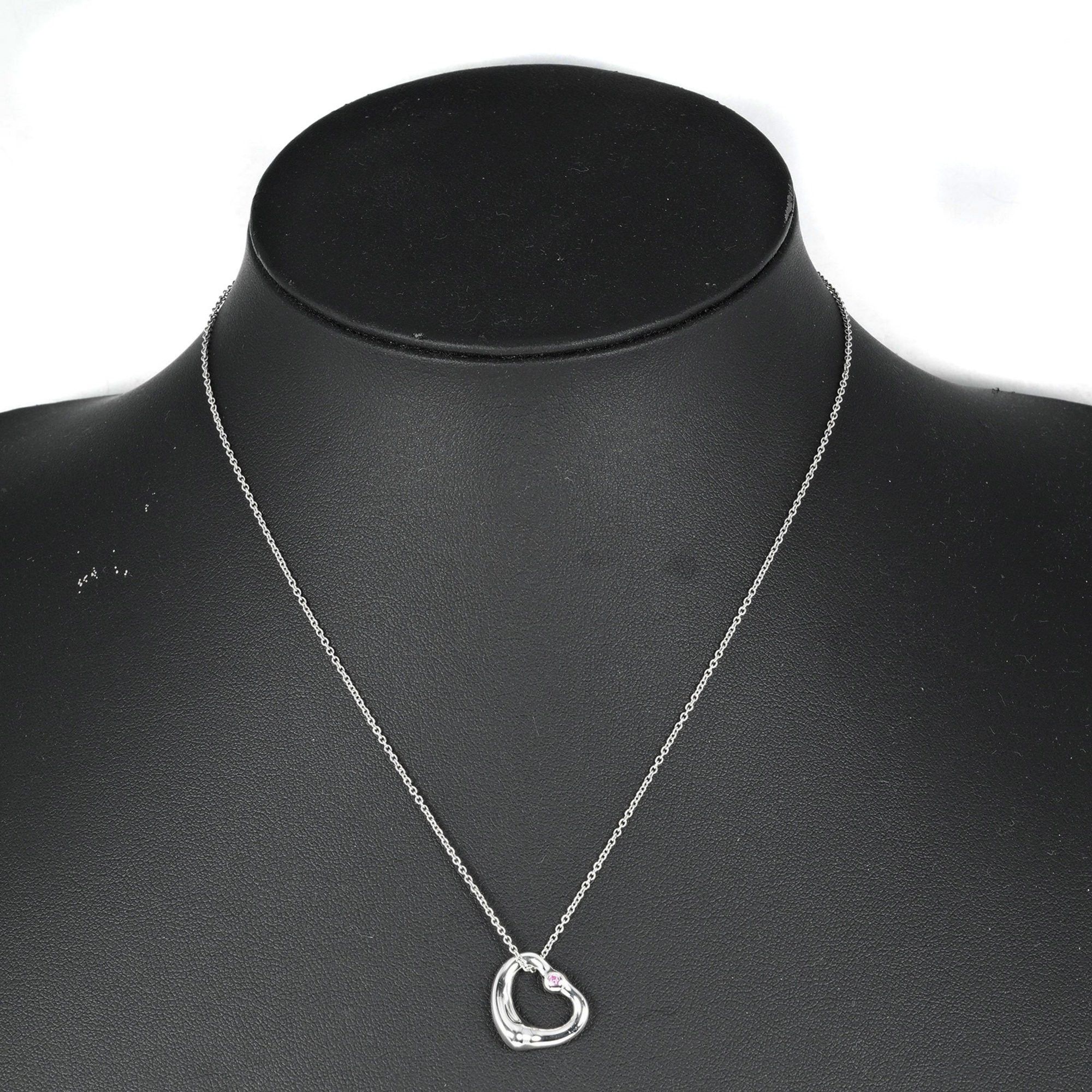 Tiffany & Co. Tiffany & Co. Open Heart Necklace in 925 Sterling Silver with Pink Sapphire, Approximately 3.5g Size ONE SIZE - 2 Thumbnail