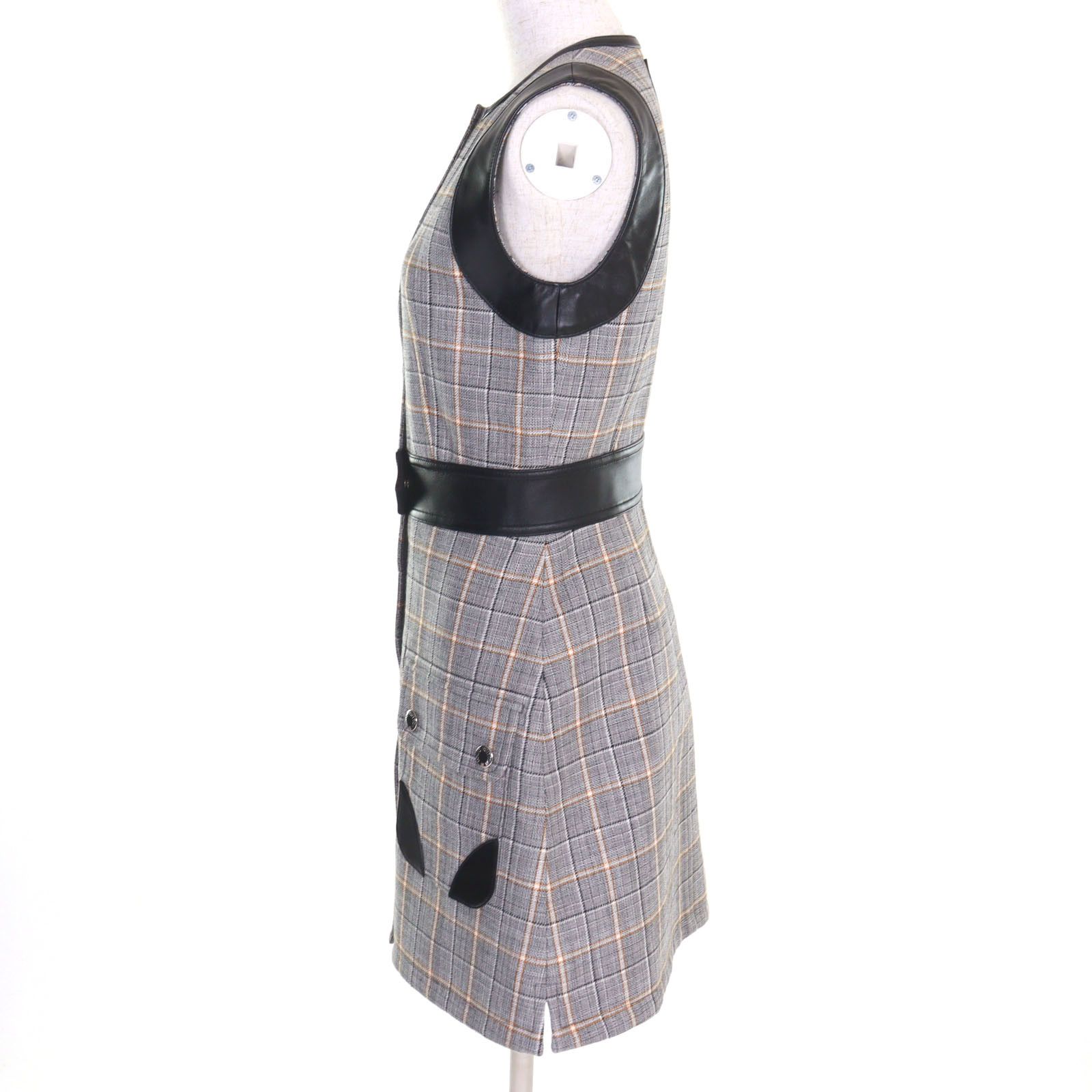 Louis Vuitton Louis Vuitton Louis Vuitton Logo Button Leather Switching Dress Leather Dresses FPDR64 DUTY FREE for USA Size ONE SIZE - 2 Thumbnail